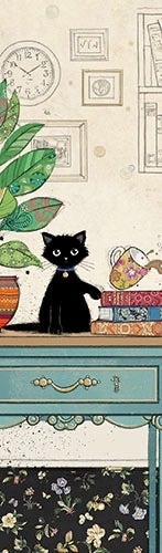 Bokmerke Bug Art katt på bord - 5x17cm