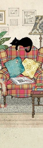 Bokmerke Bug Art katt på stolrygg - 5x17cm