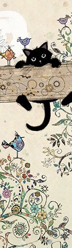 Bokmerke Bug Art katt over stokk - 5x17cm