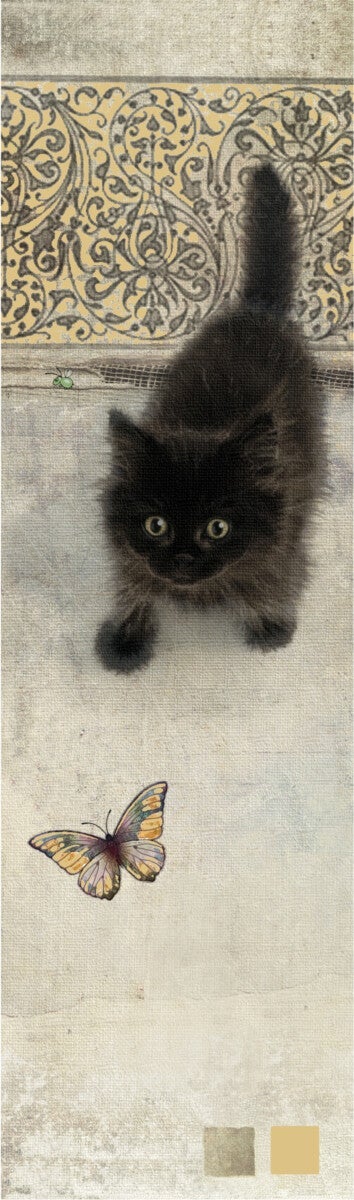 Bokmerke Bug Art svart katt og sommerfugl - 5x17cm
