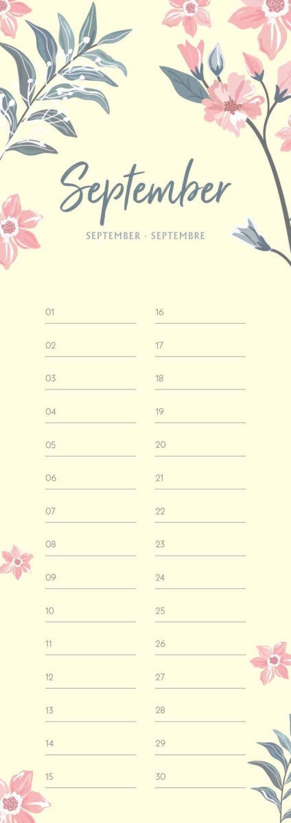 Kalender 2025 Green Line Floral 15x42cm