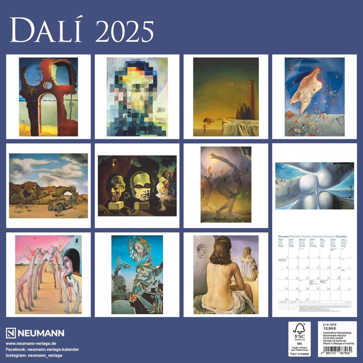 Kalender 2025 Dali 30x30cm
