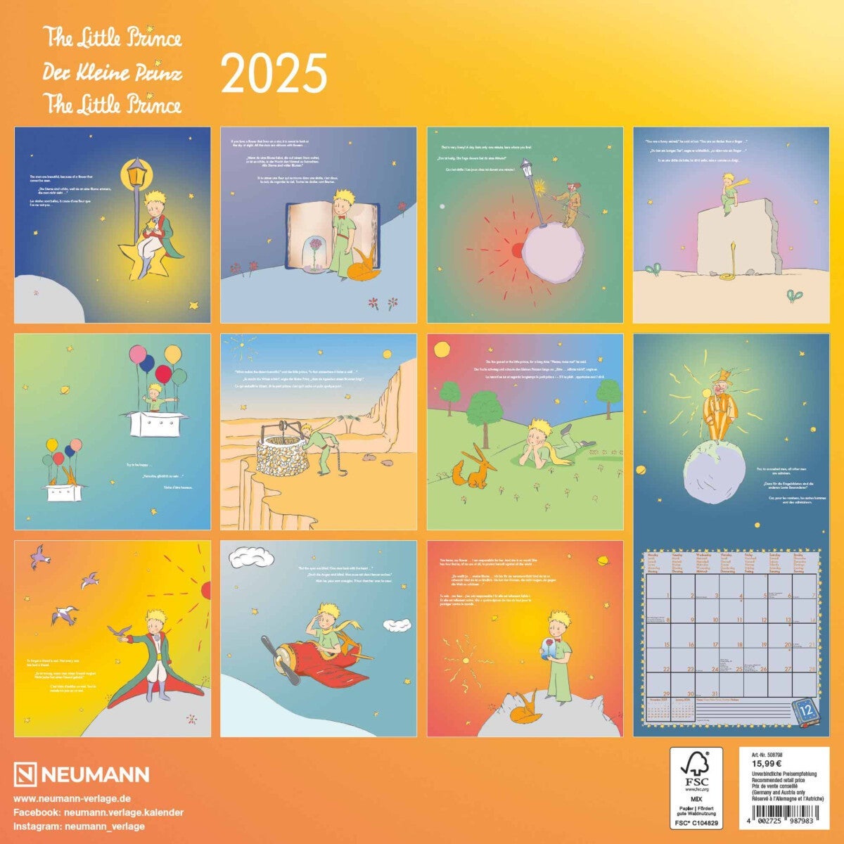 Kalender 2025 The Little Prince 30x30cm