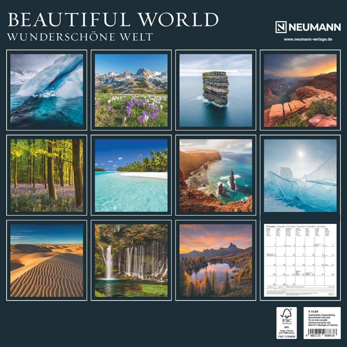 Kalender 2025 Beautiful World 30x30cm