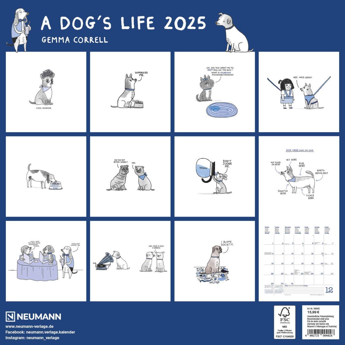 Kalender 2025 A Dogs Life 30x30cm