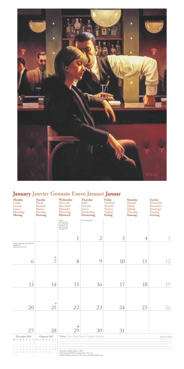 Kalender 2025 Jack Vettriano 30x30cm