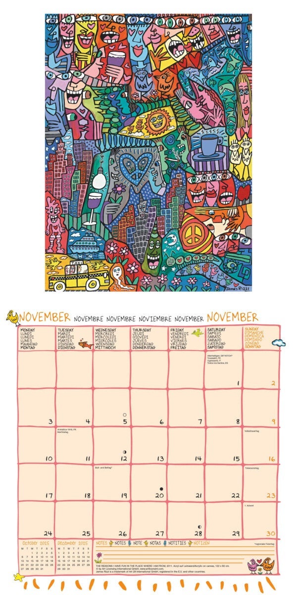 Kalender 2025 James Rizzi 30x30cm