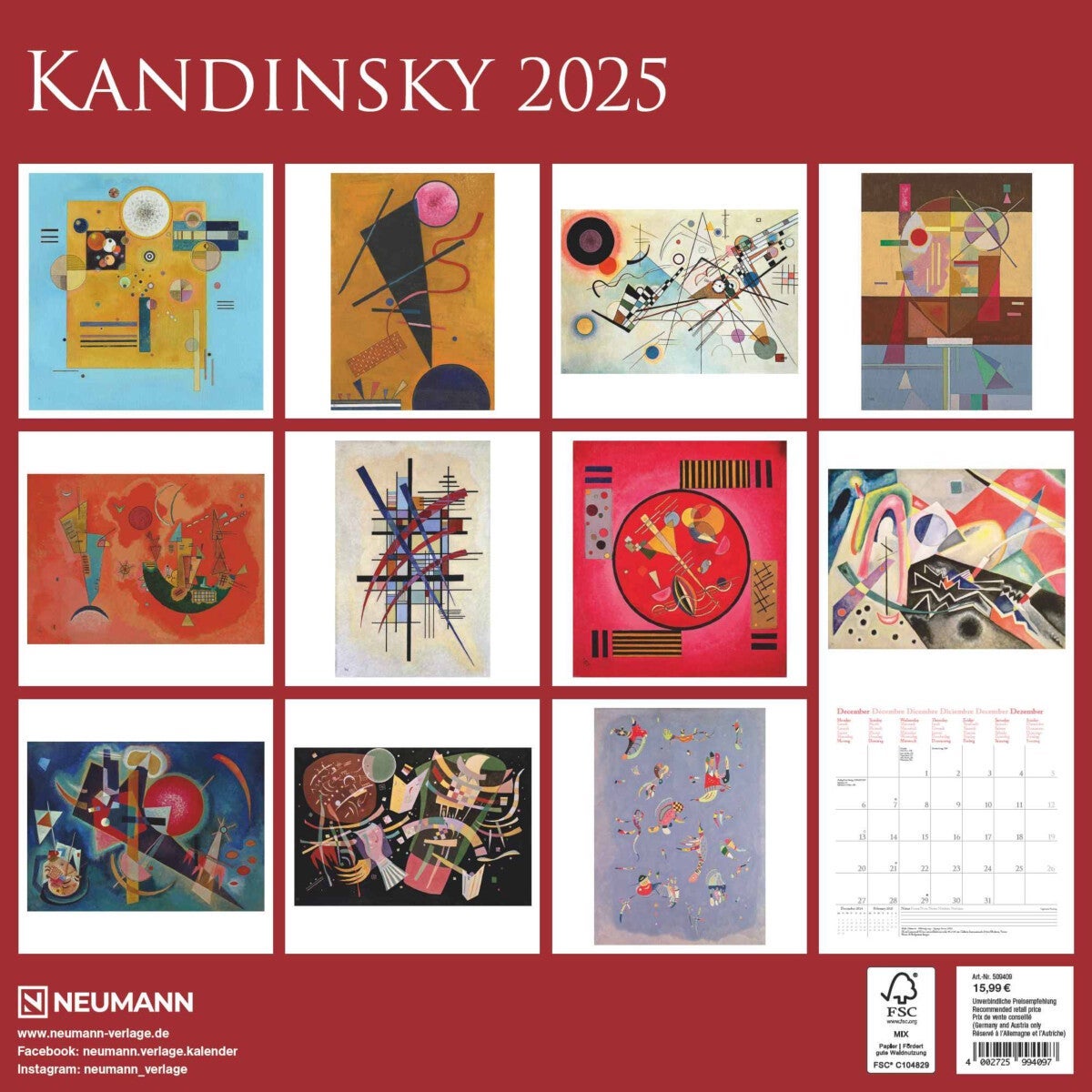 Kalender 2025 Kandinsky 30x30cm
