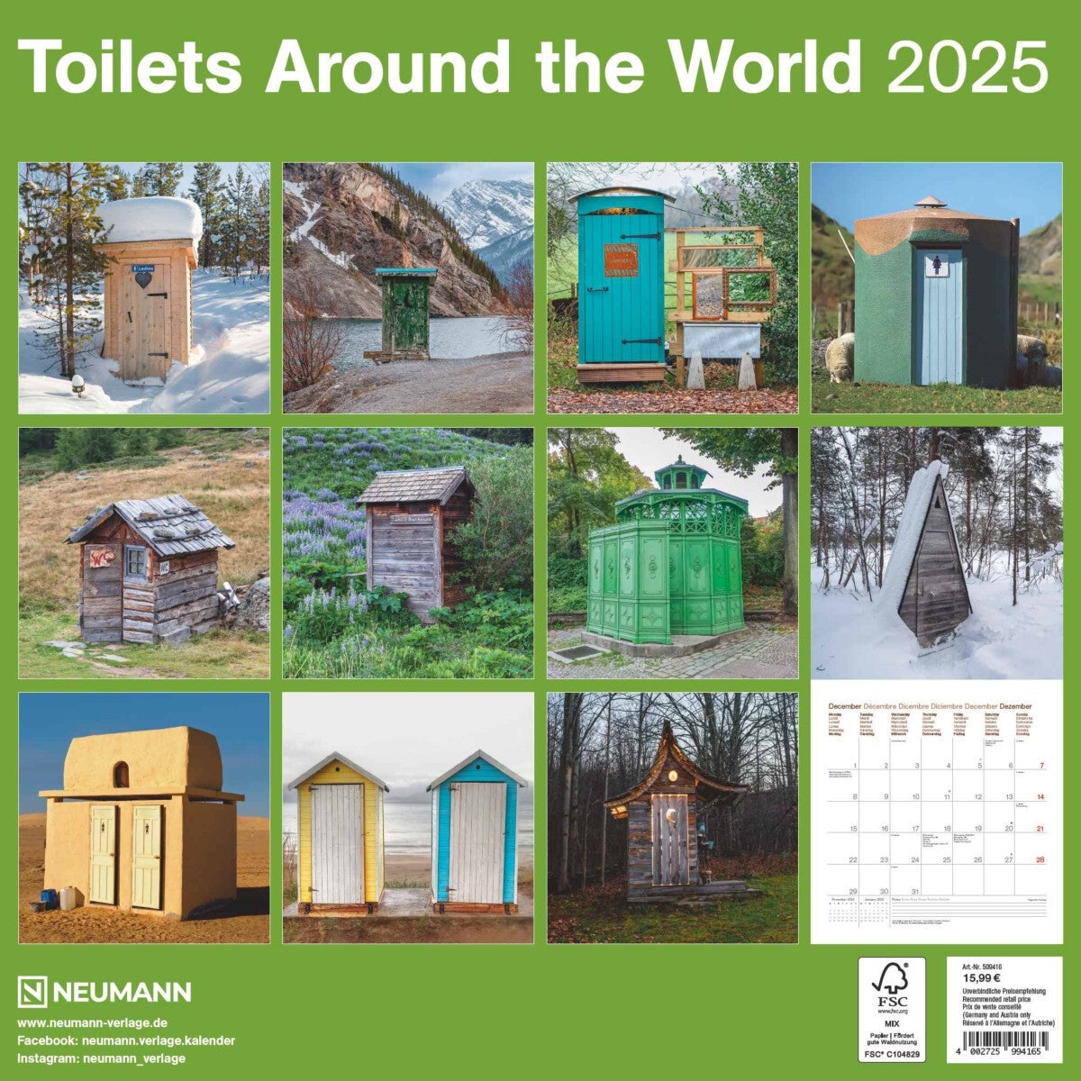Kalender 2025 Toilets in World 30x30cm
