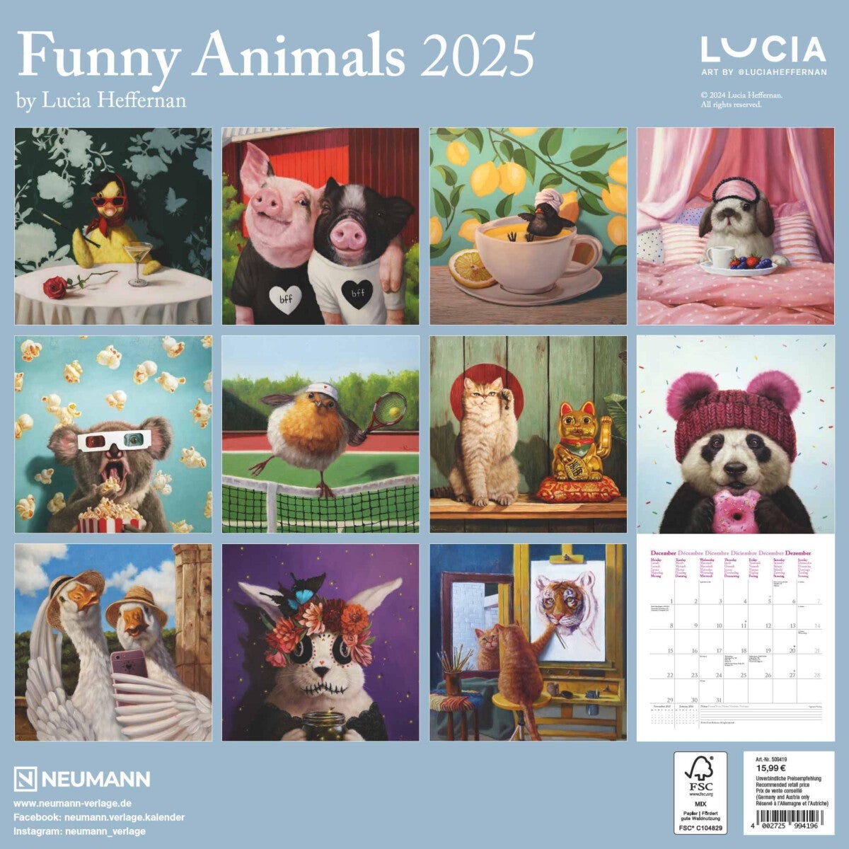 Kalender 2025 Funny Animals 30x30cm