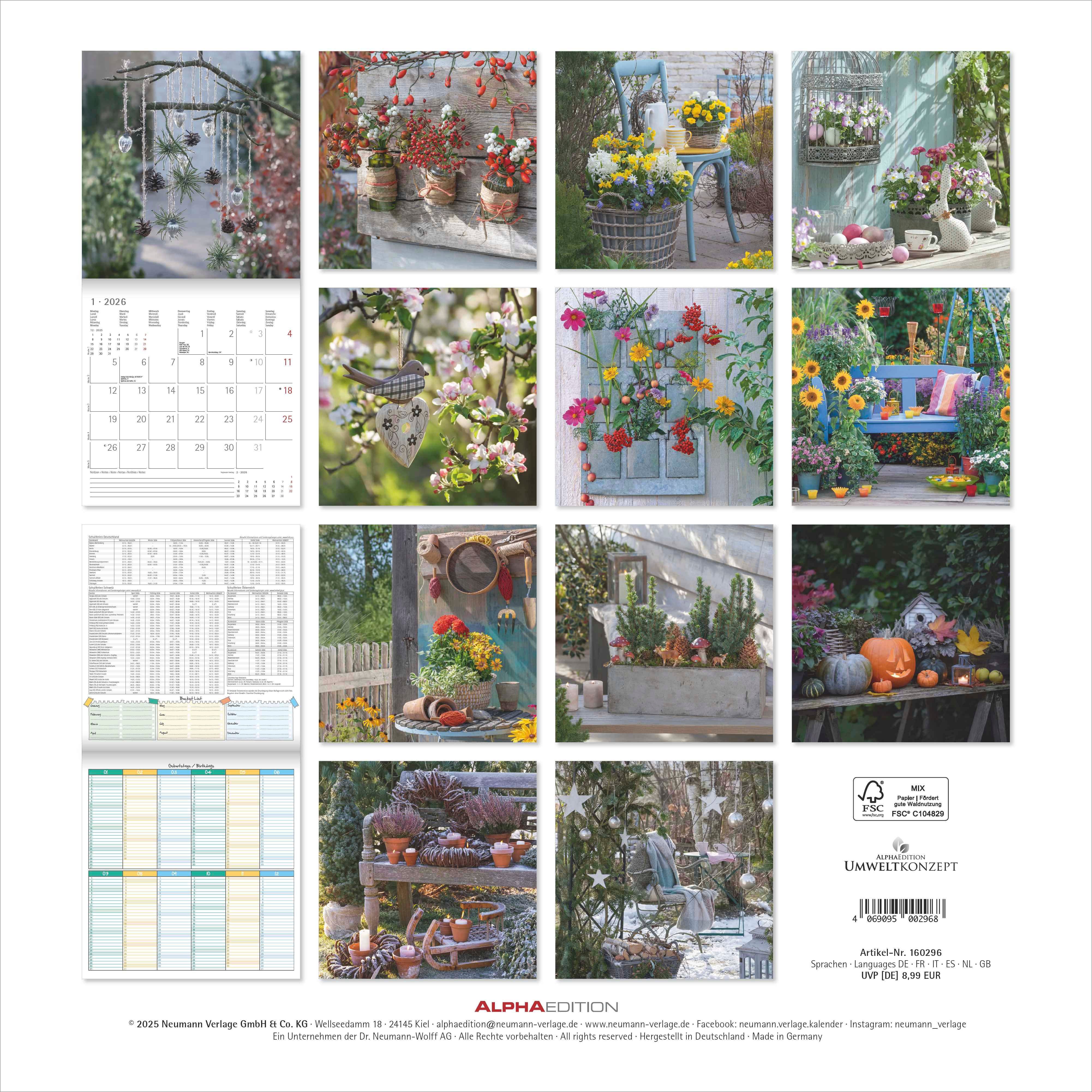 Kalender 2026 30x30 Garden o Decoration
