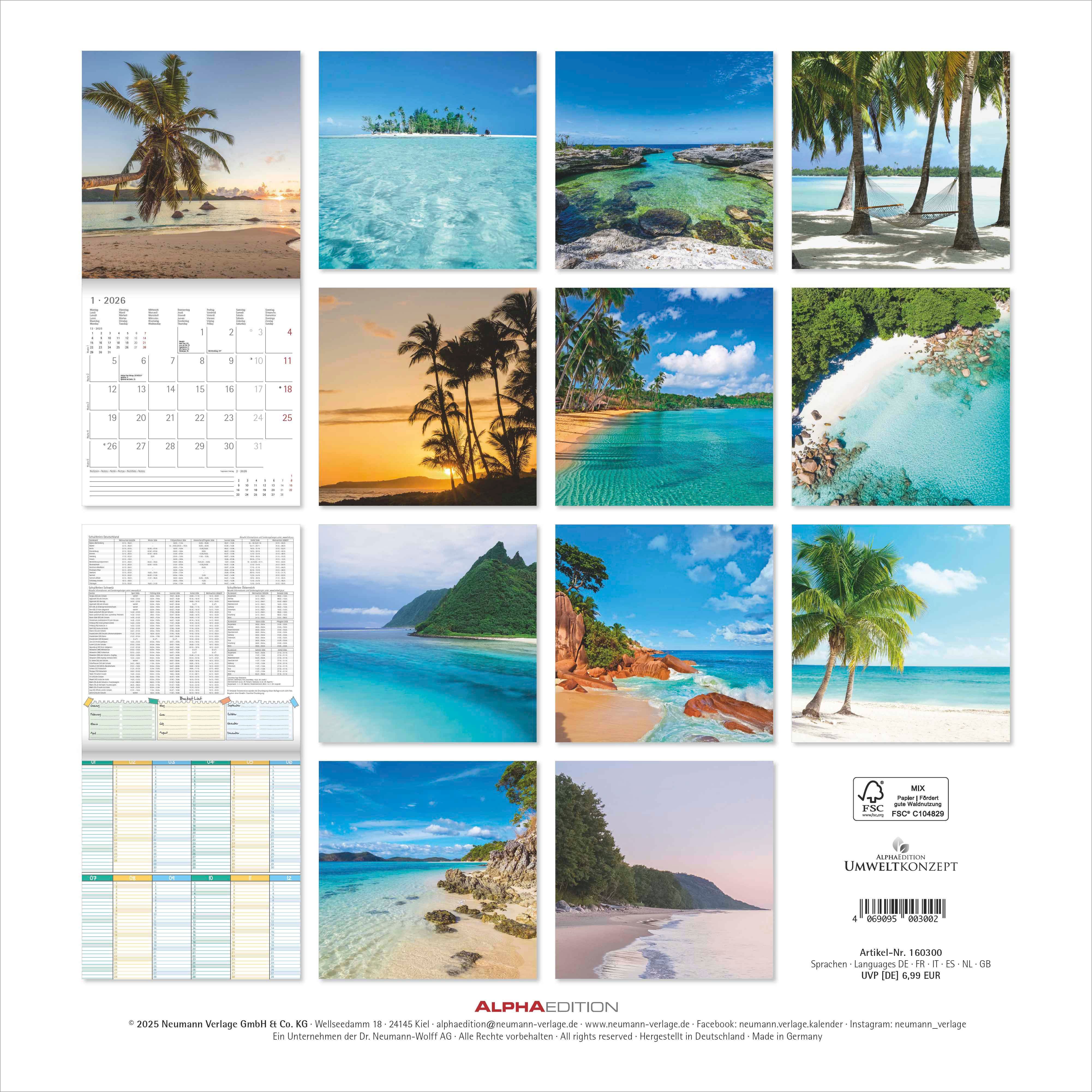 Kalender 2026 30x30 Summer Dreams