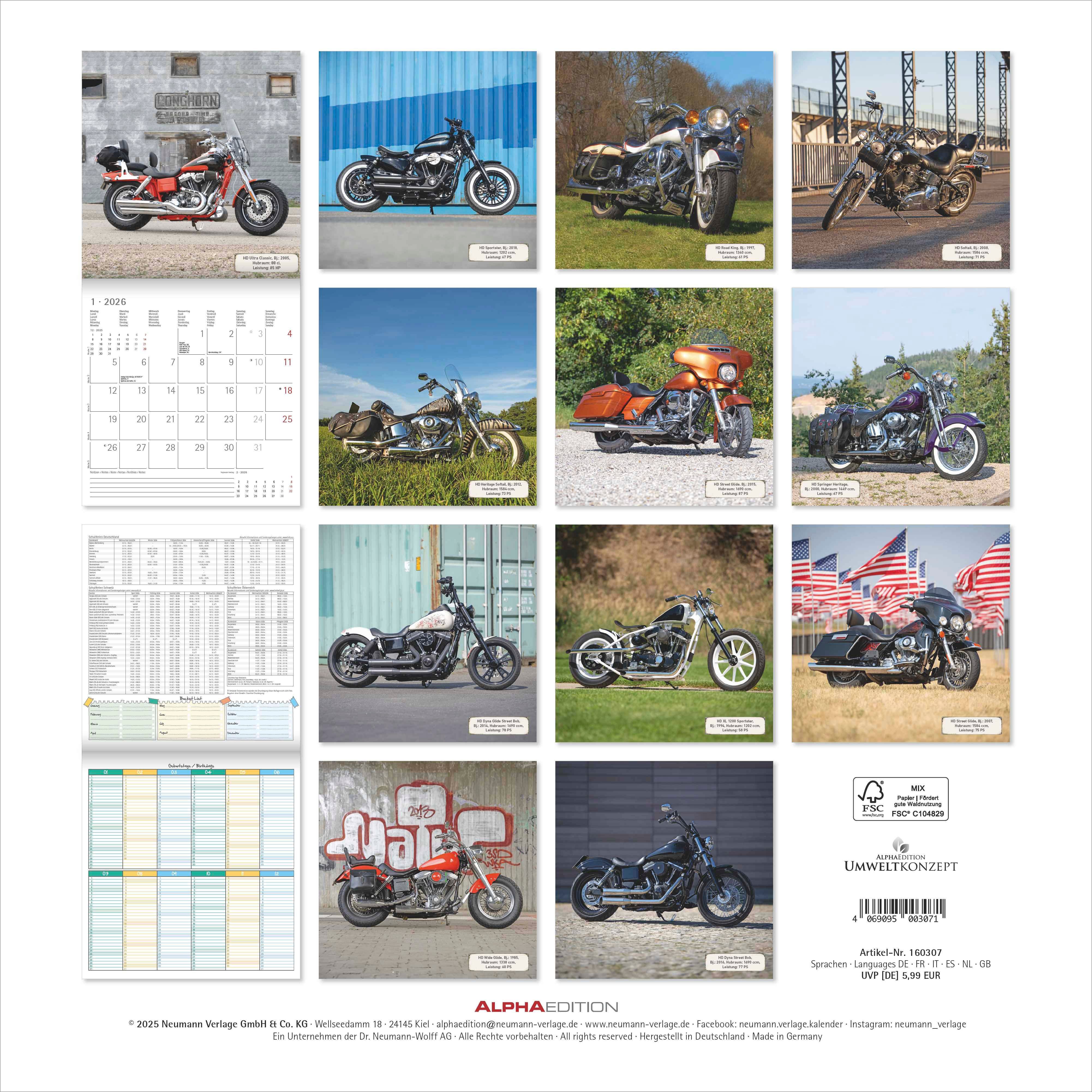 Kalender 2026 30x30 Harleys