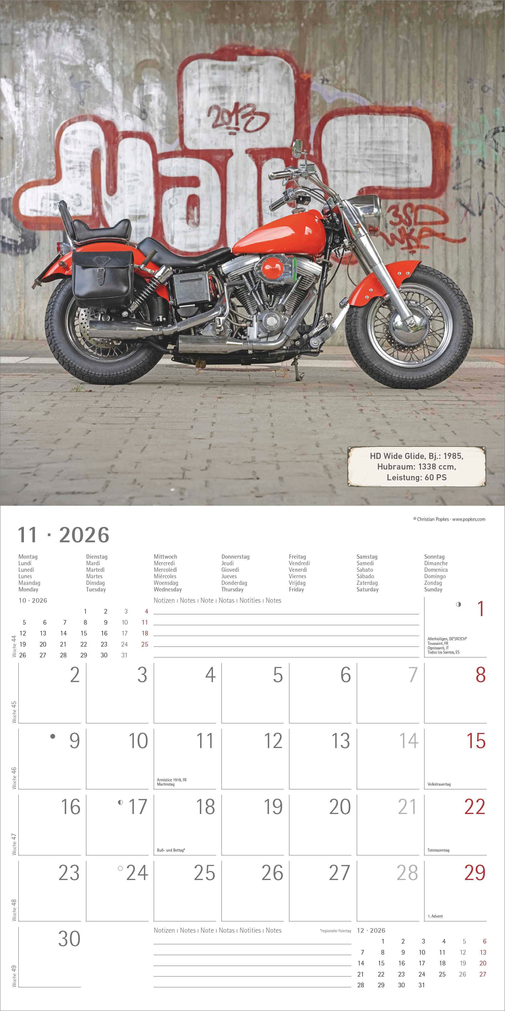 Kalender 2026 30x30 Harleys