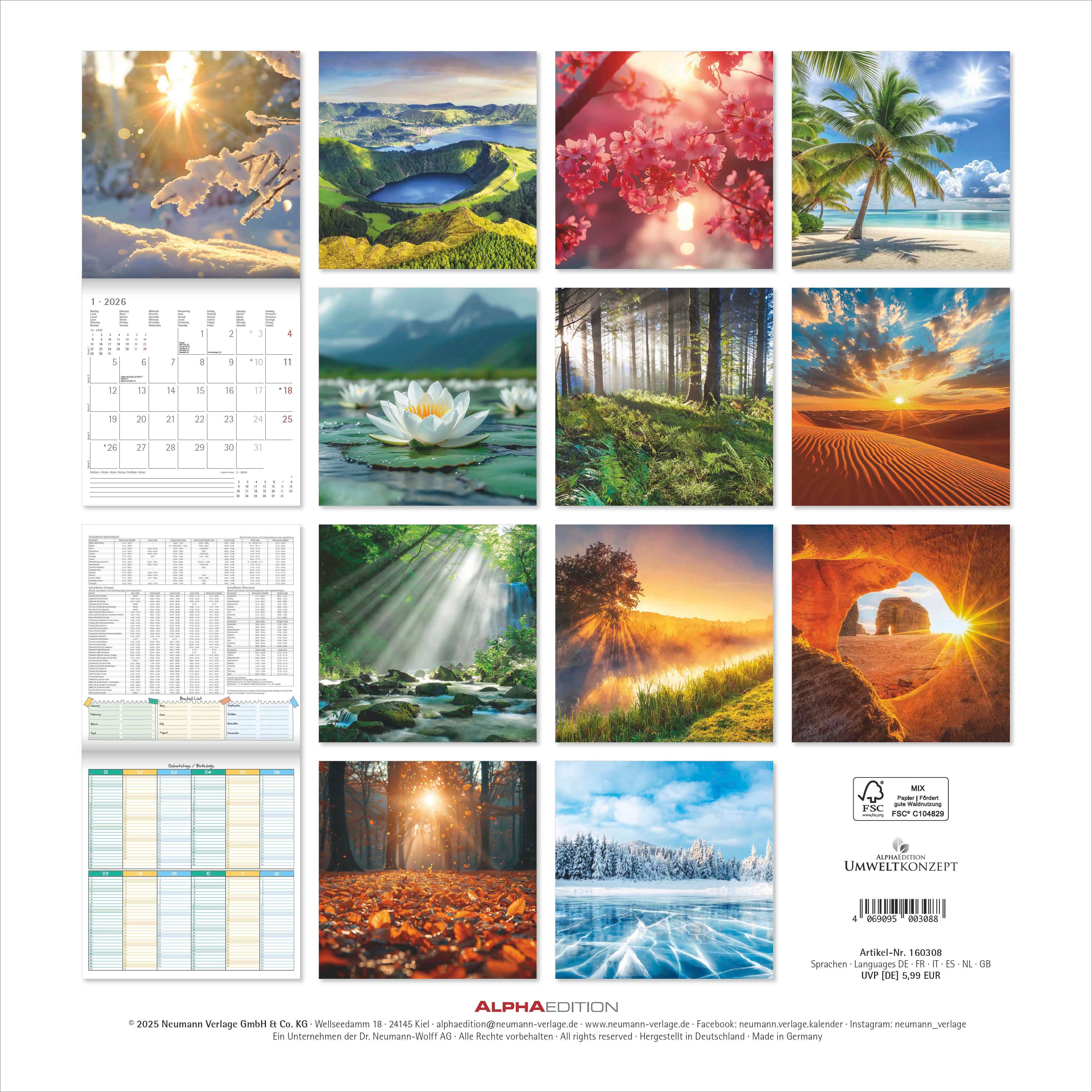 Kalender 2026 30x30 Sunny Moments