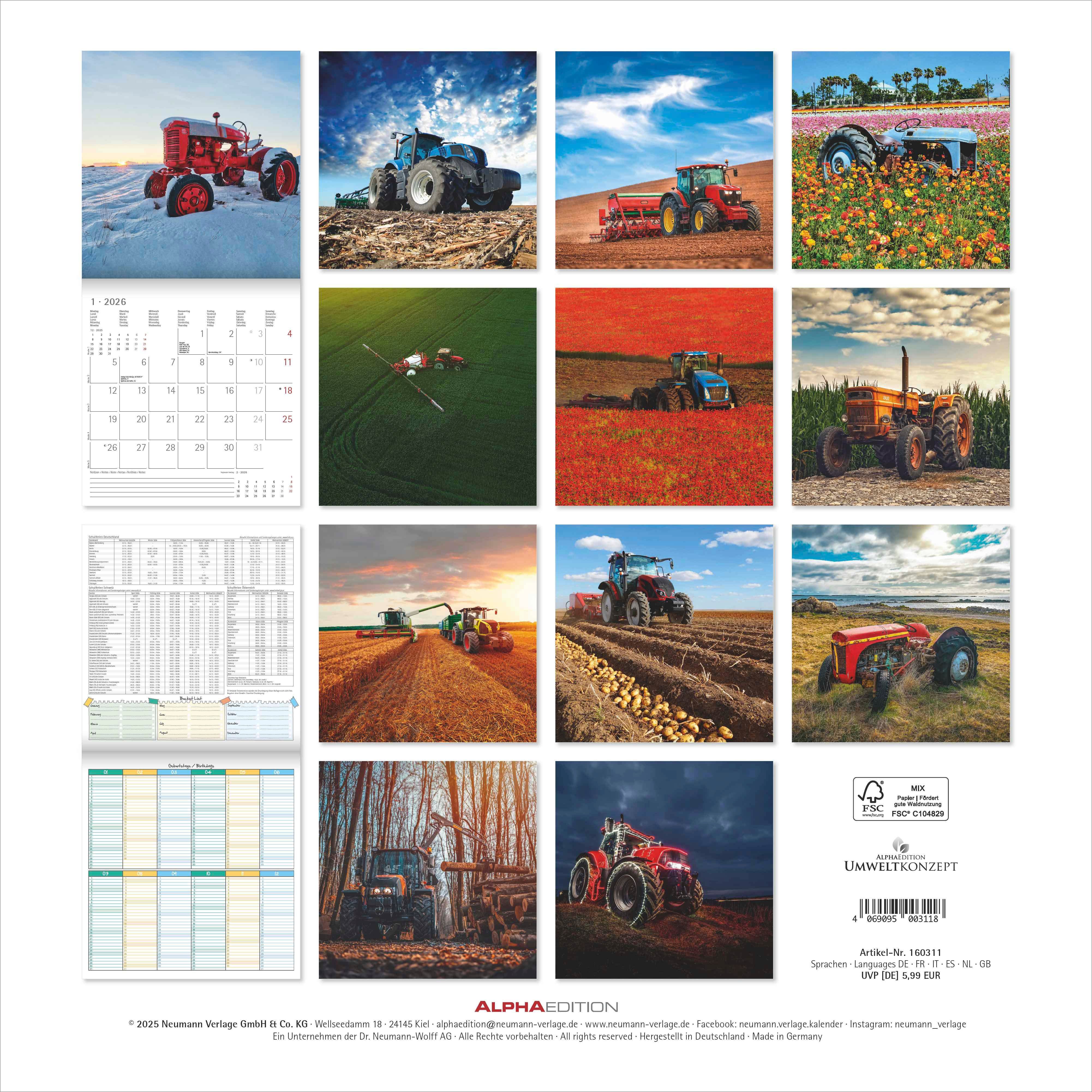 Kalender 2026 30x30 Tractors