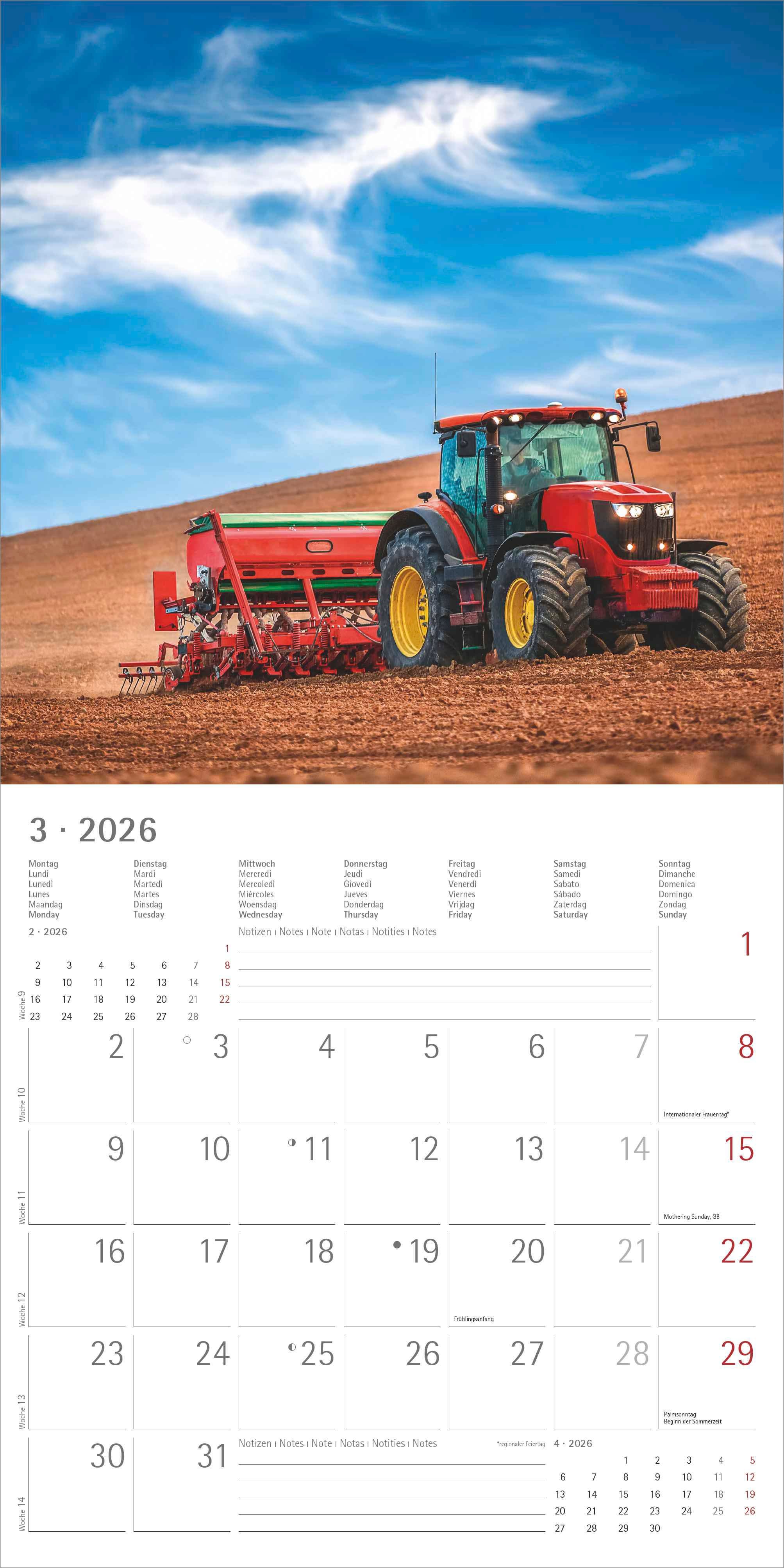 Kalender 2026 30x30 Tractors
