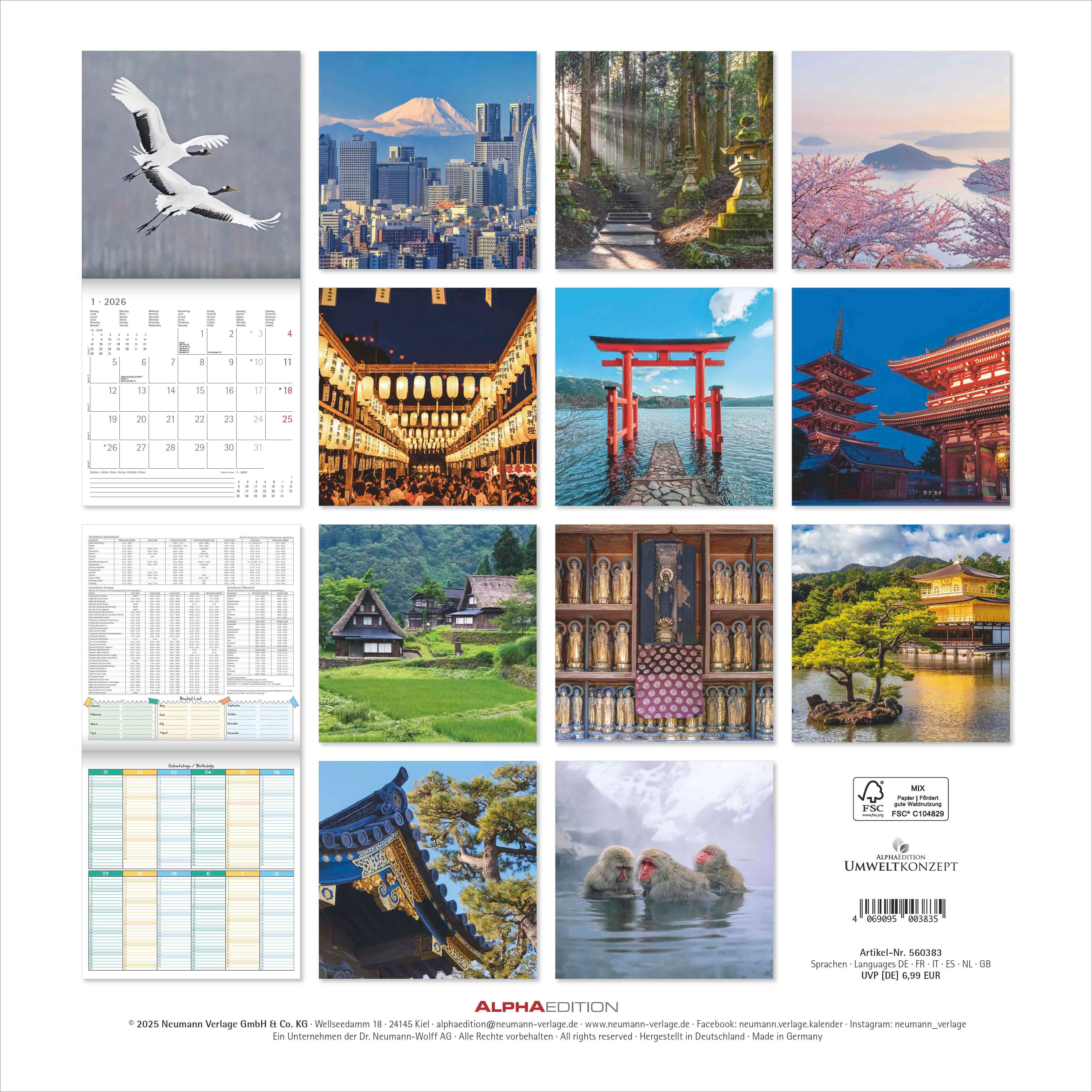 Kalender 2026 30x30 Japan