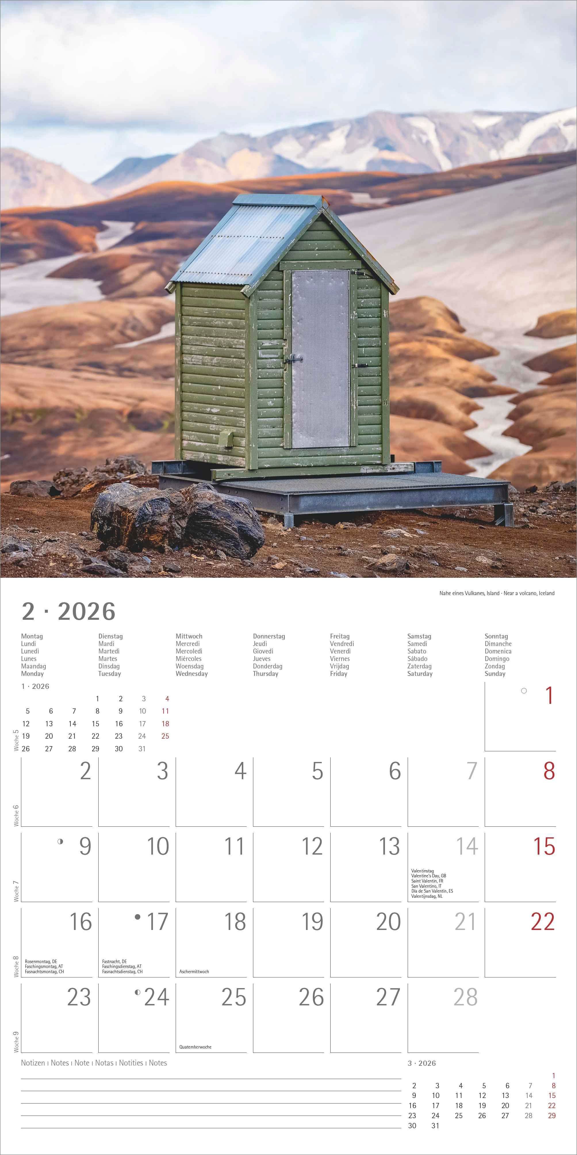 Kalender 2026 30x30 Toilets around world