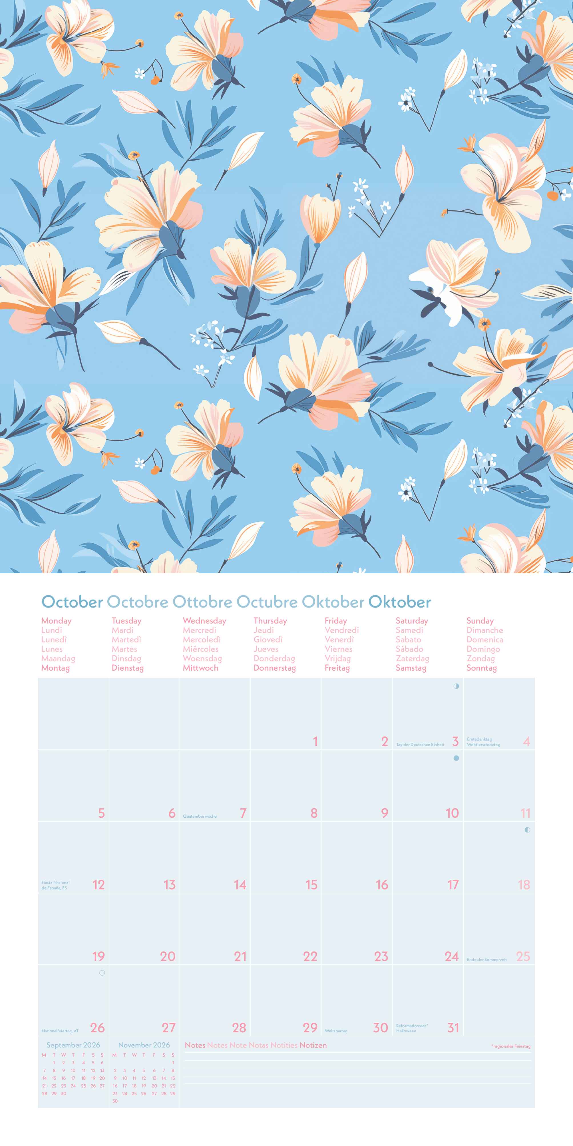 Kalender 2026 GreenLine 30x30 Floral