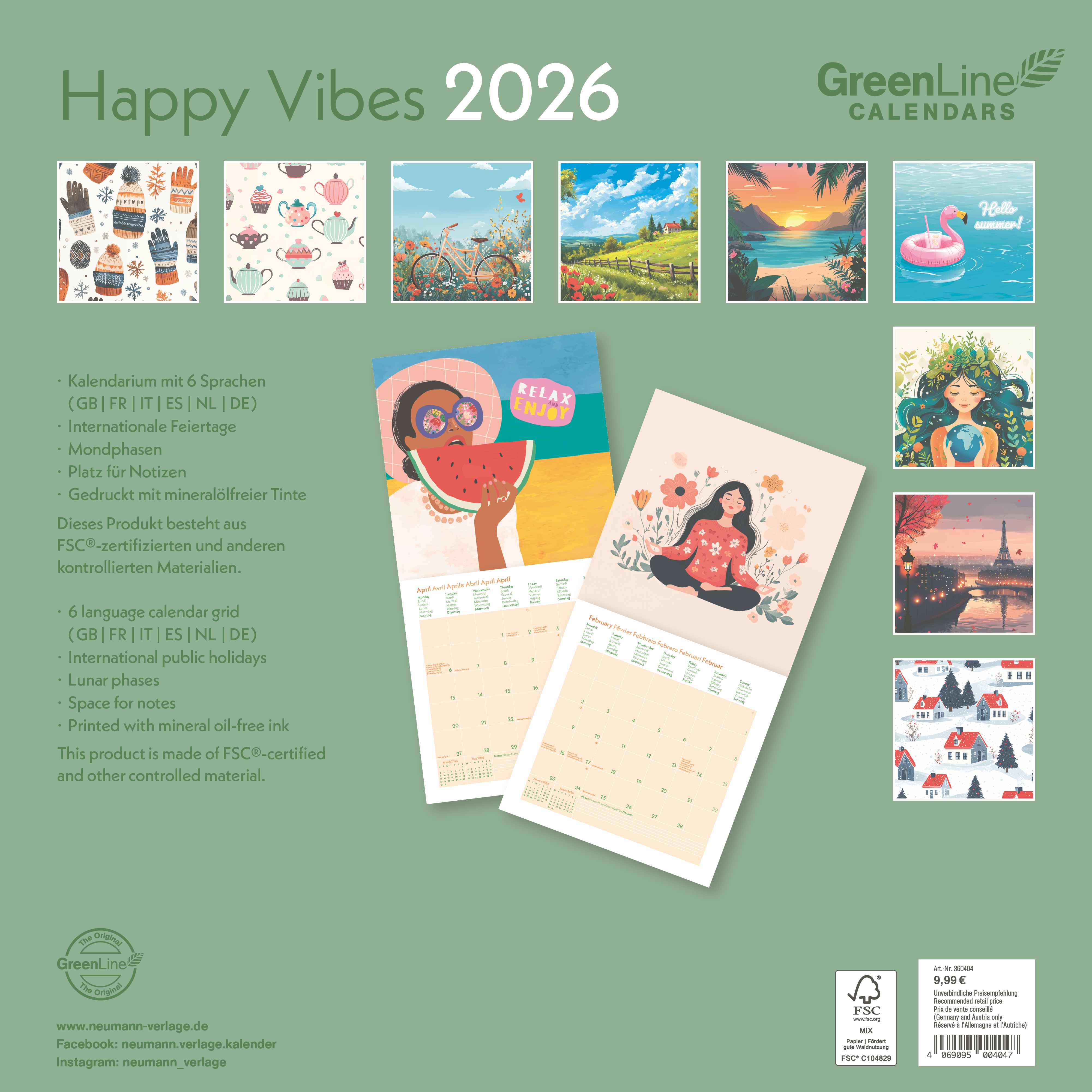 Kalender 2026 GreenLine 30x30 Happy Vibe