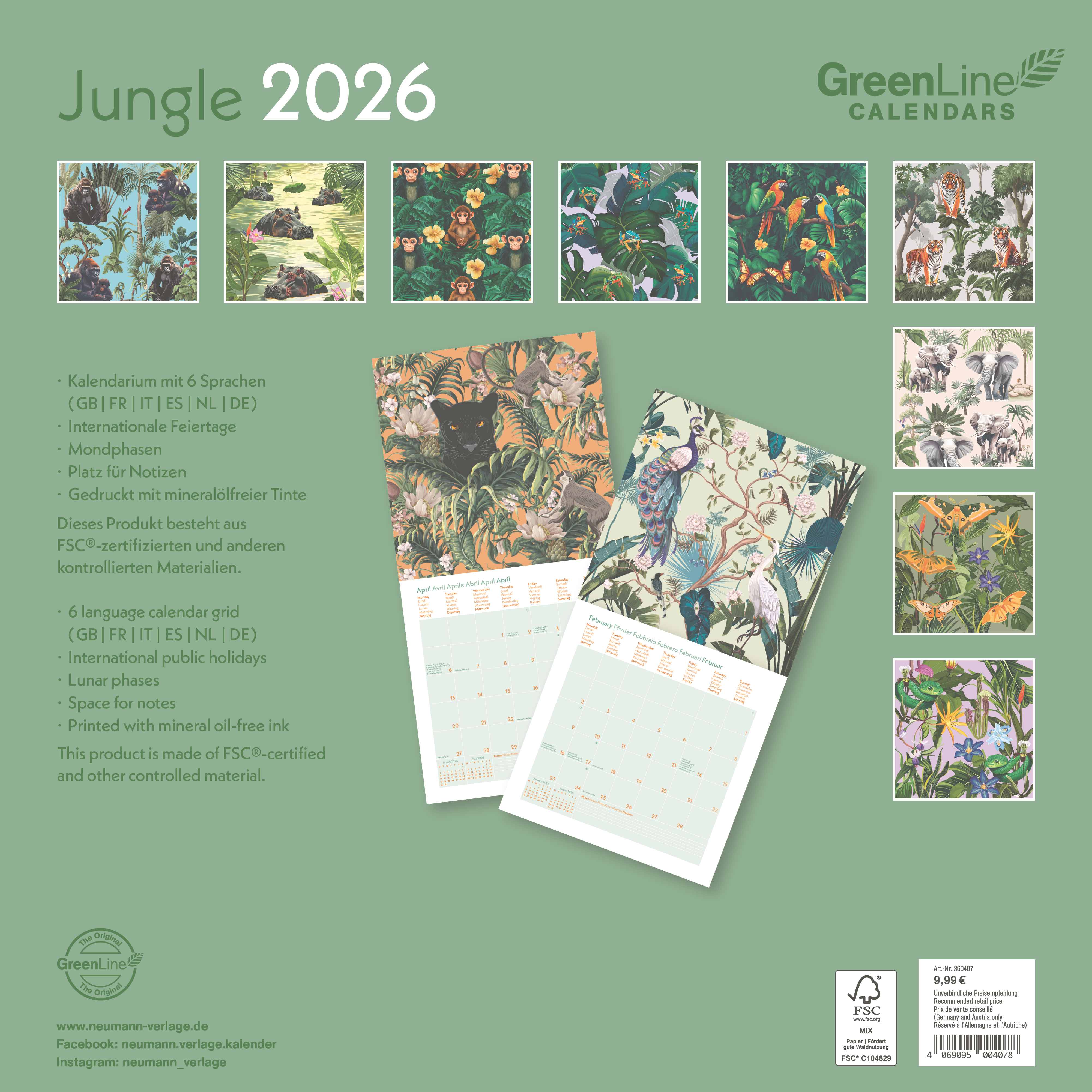 Kalender 2026 GreenLine 30x30 Jungle