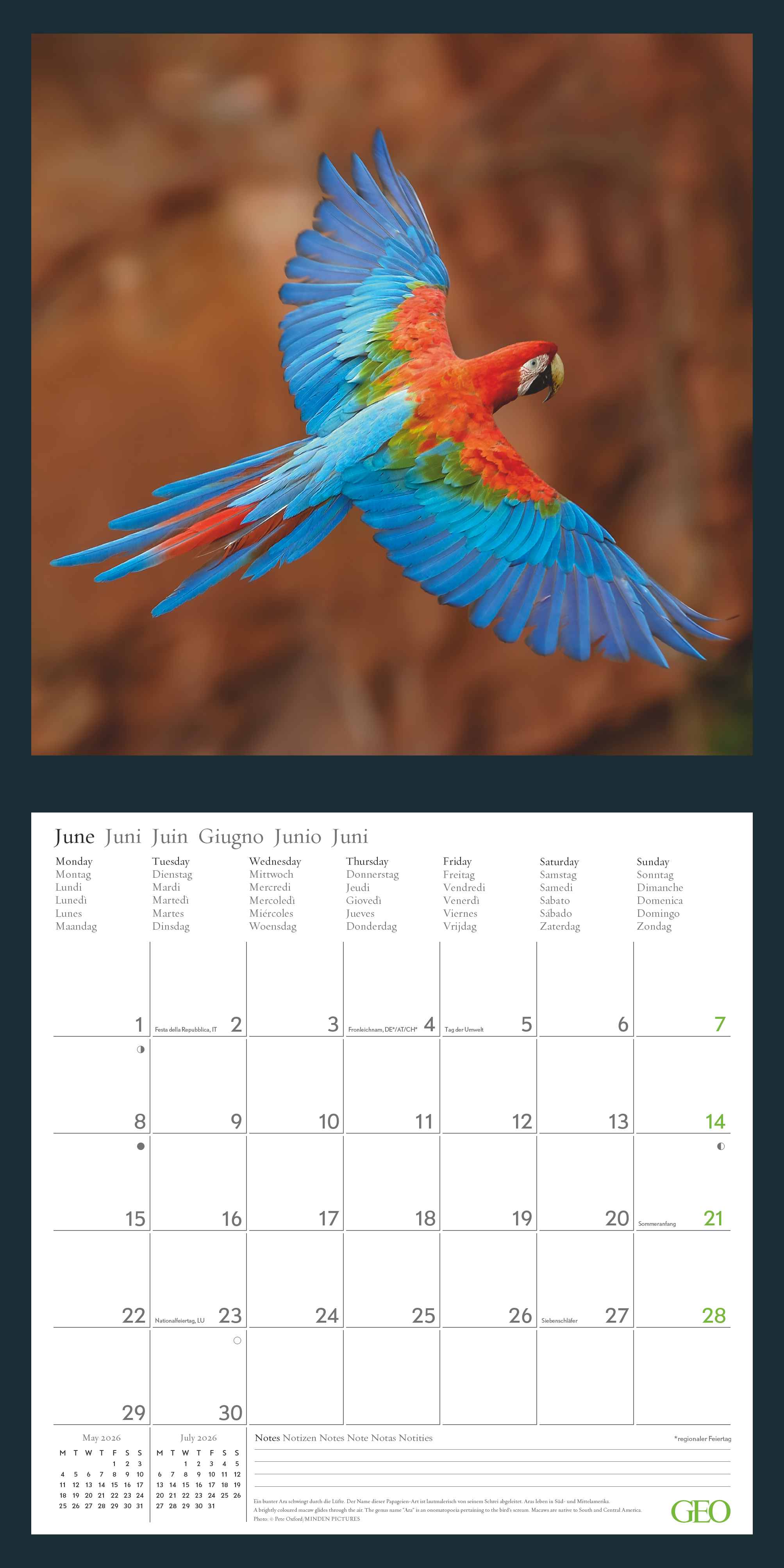 Kalender 2026 30x30 GEO Amazing Nature