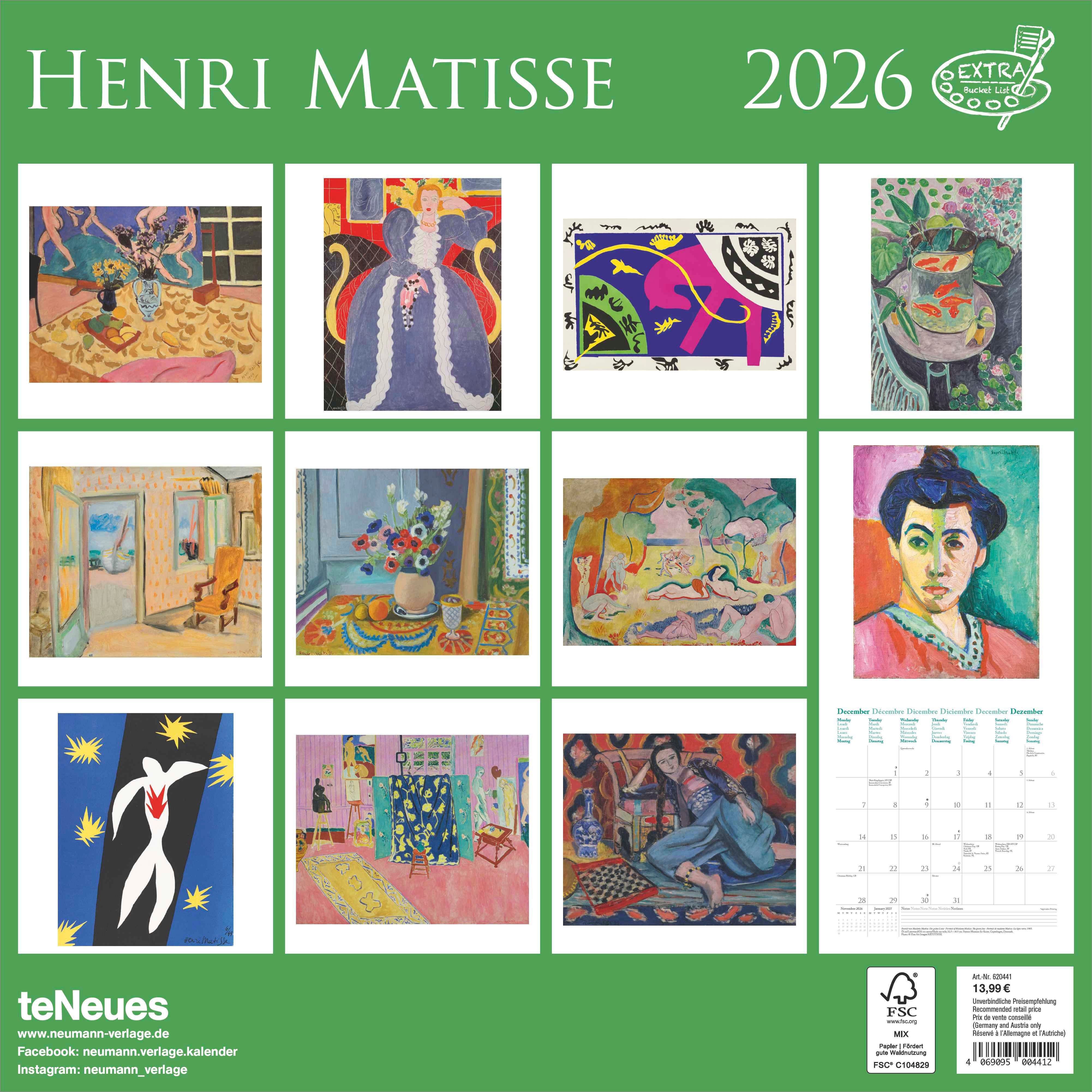 Kalender 2026 30x30 Henri Matisse