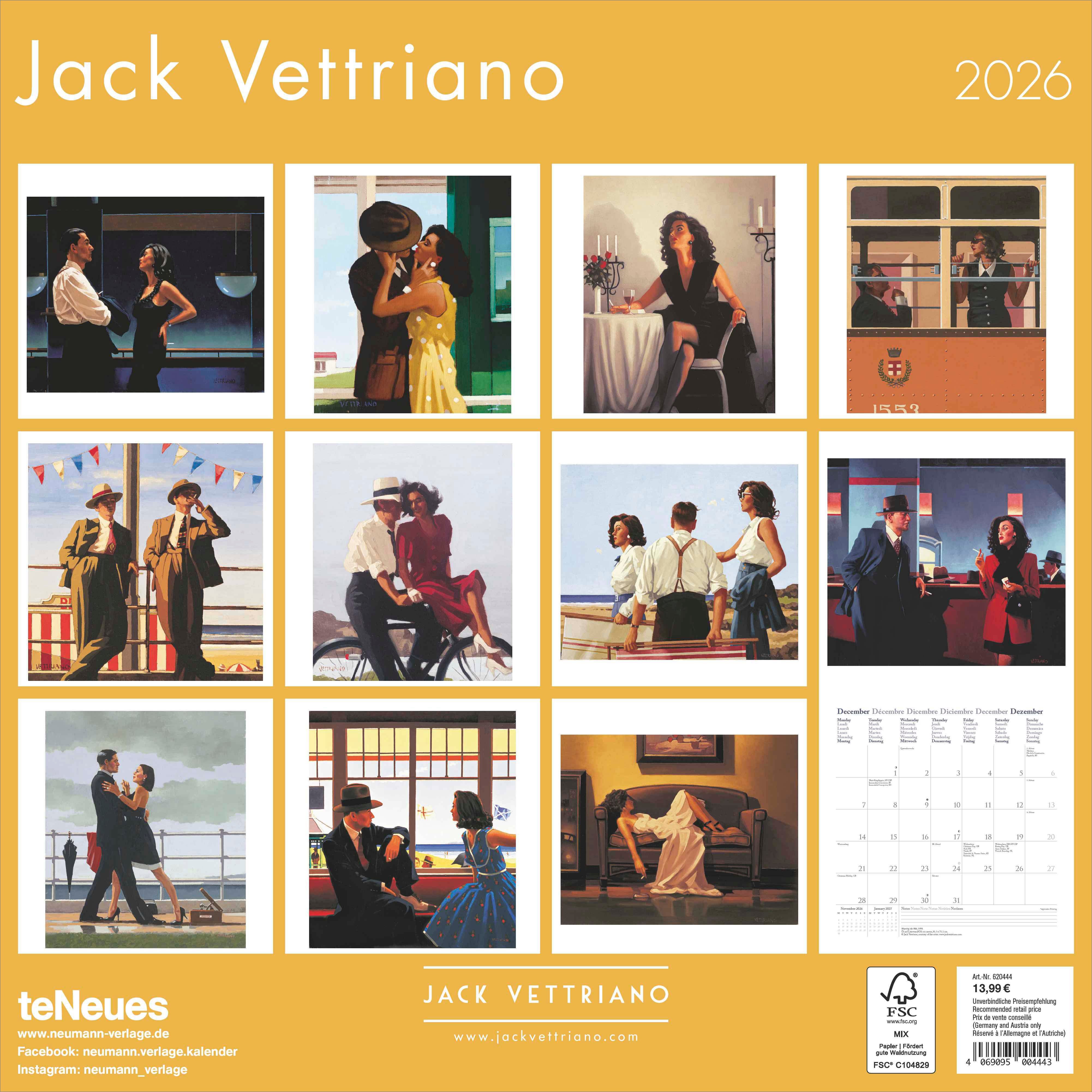 Kalender 2026 30x30 Jack Vettriano