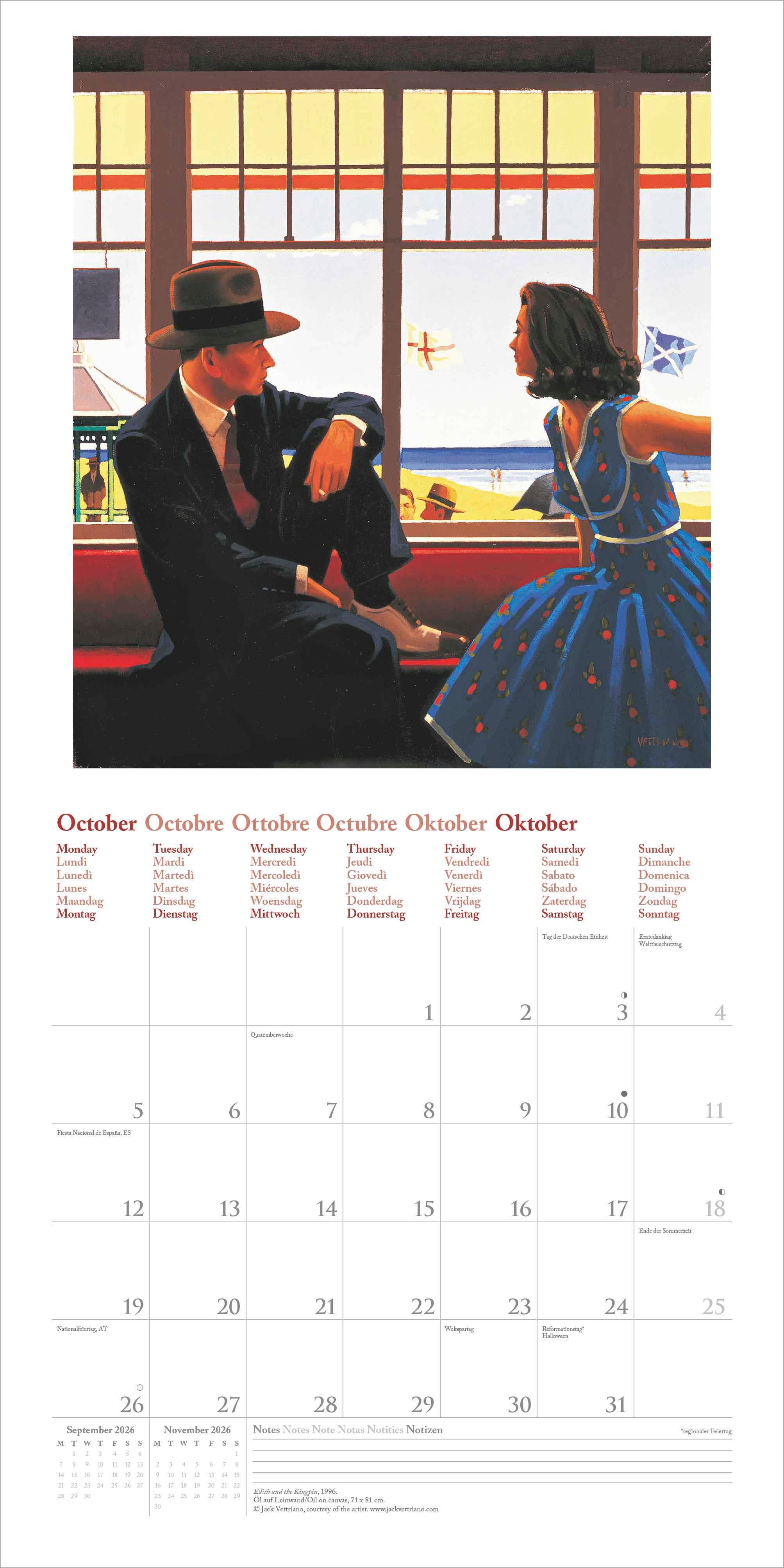 Kalender 2026 30x30 Jack Vettriano