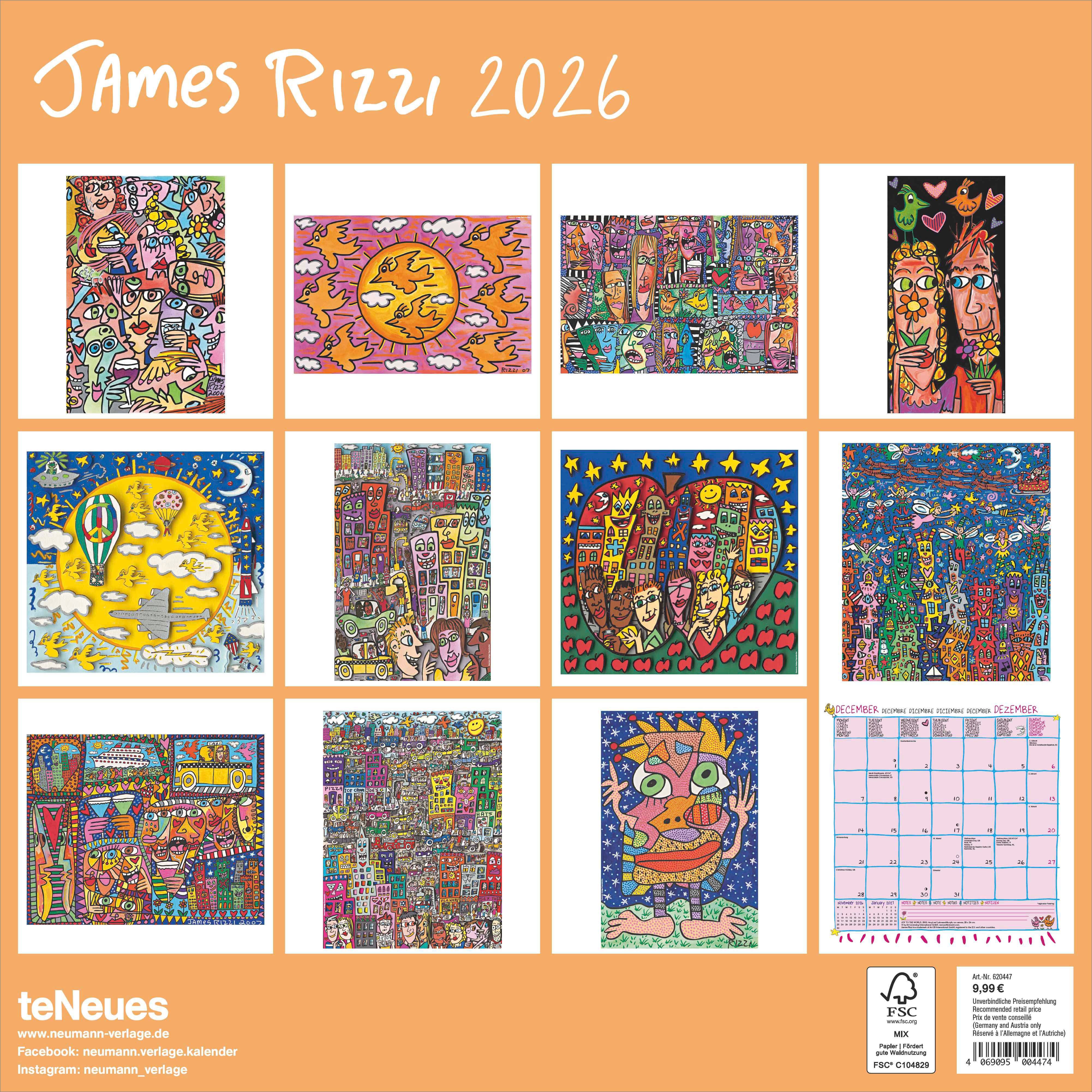 Kalender 2026 30x30 James Rizzi
