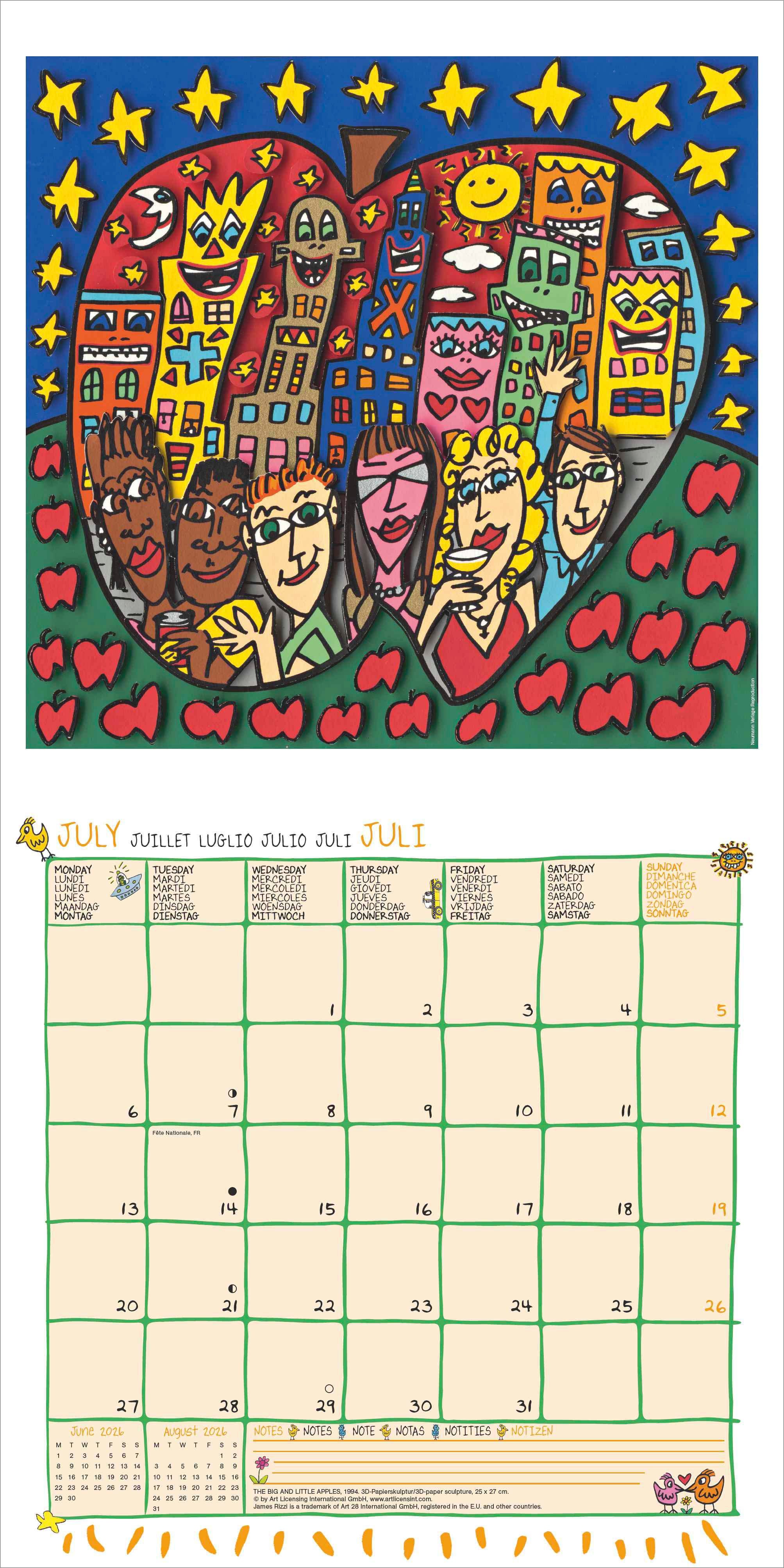 Kalender 2026 30x30 James Rizzi