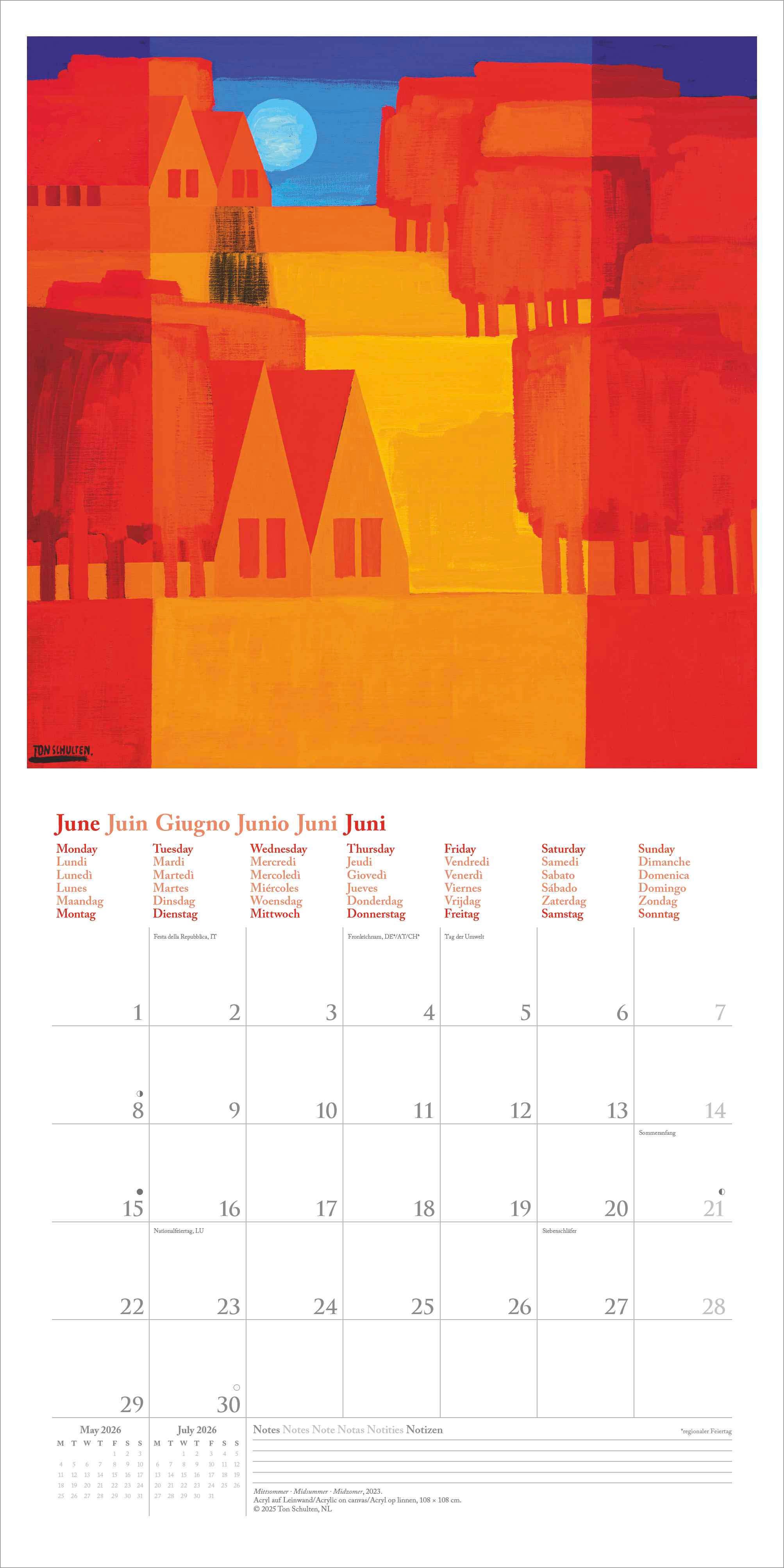 Kalender 2026 30x30 Ton Schulten
