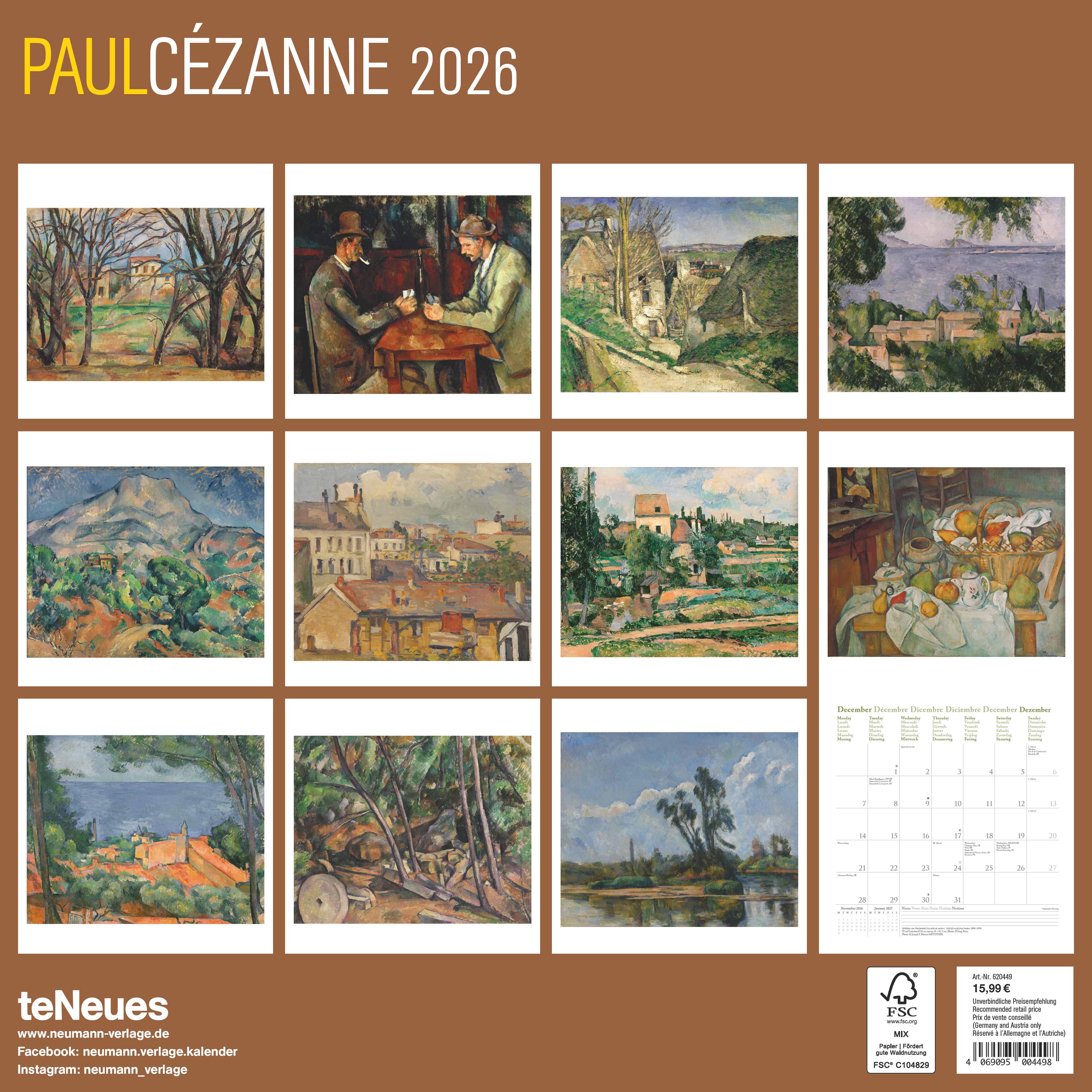 Kalender 2026 30x30 Paul Cezanne