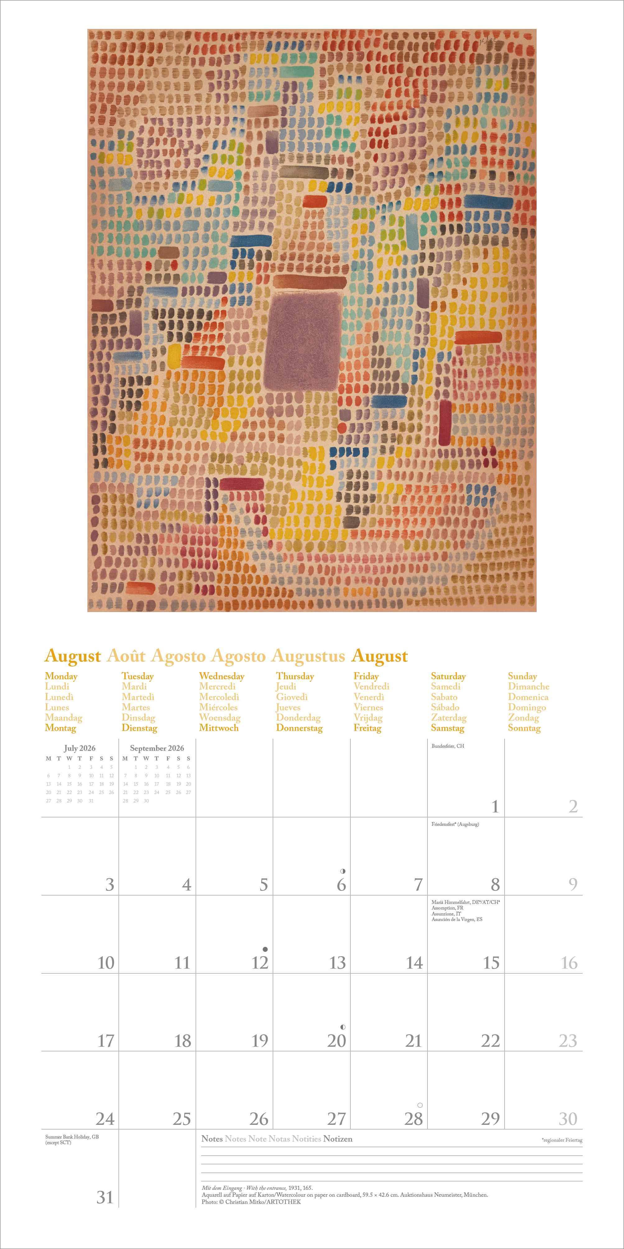 Kalender 2026 30x30 Paul Klee