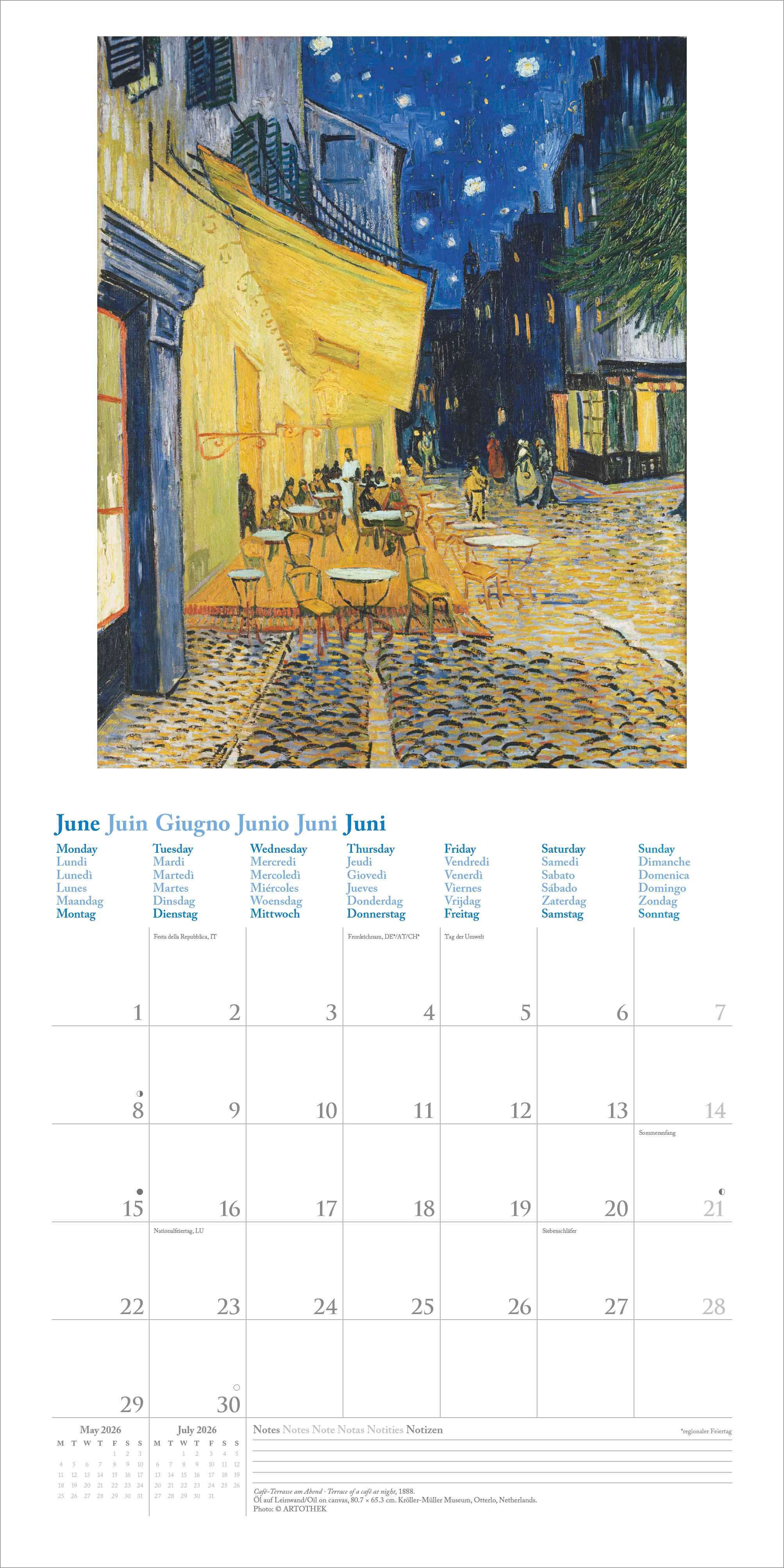 Kalender 2026 30x30 Vincent van Gogh