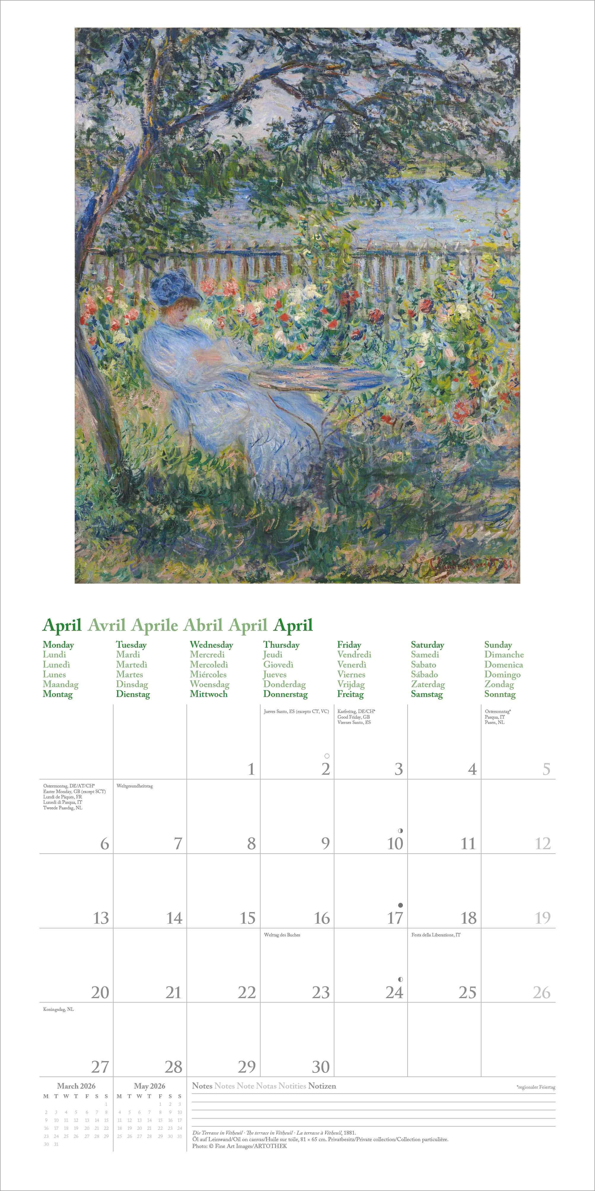 Kalender 2026 30x30 Claude Monet