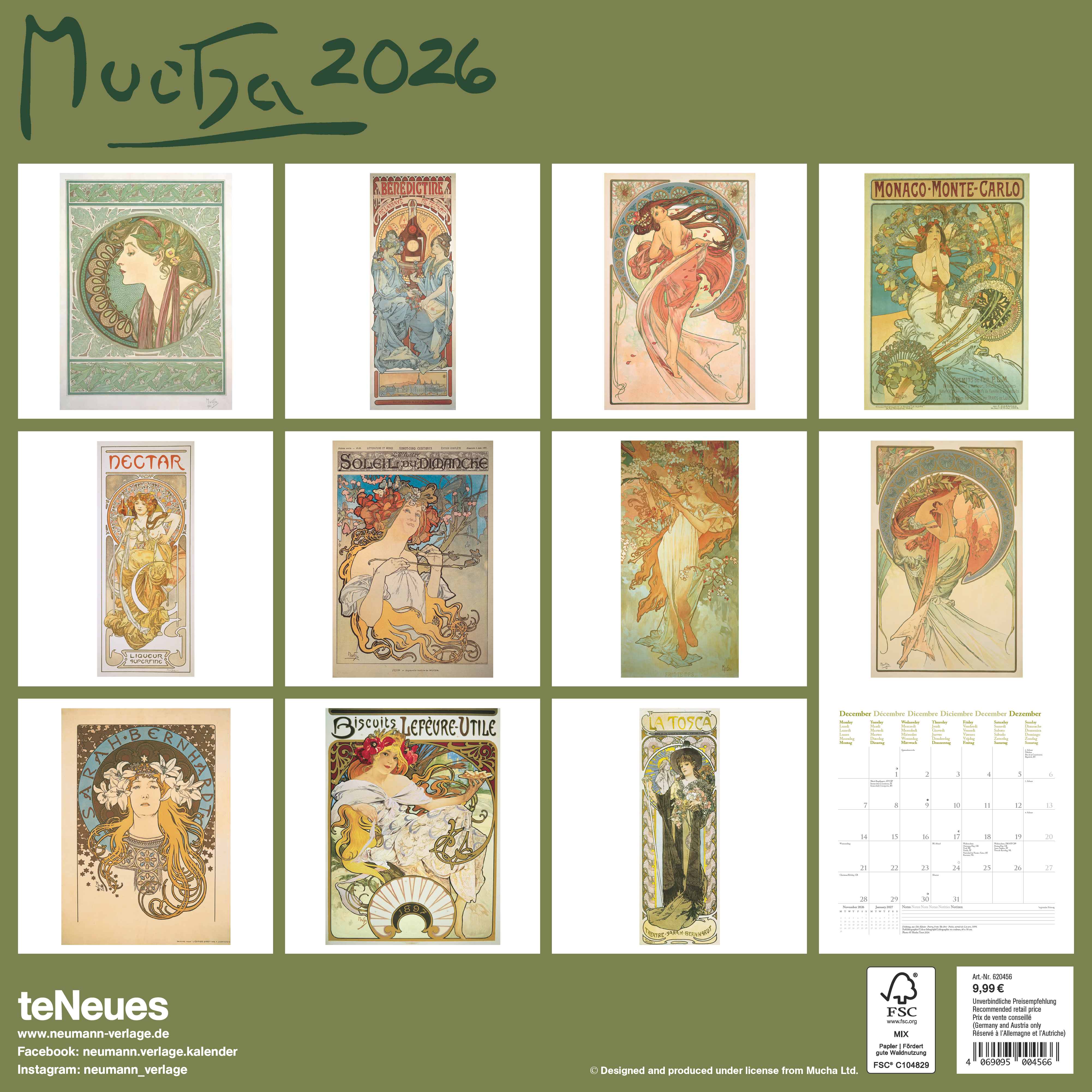 Kalender 2026 30x30 Mucha