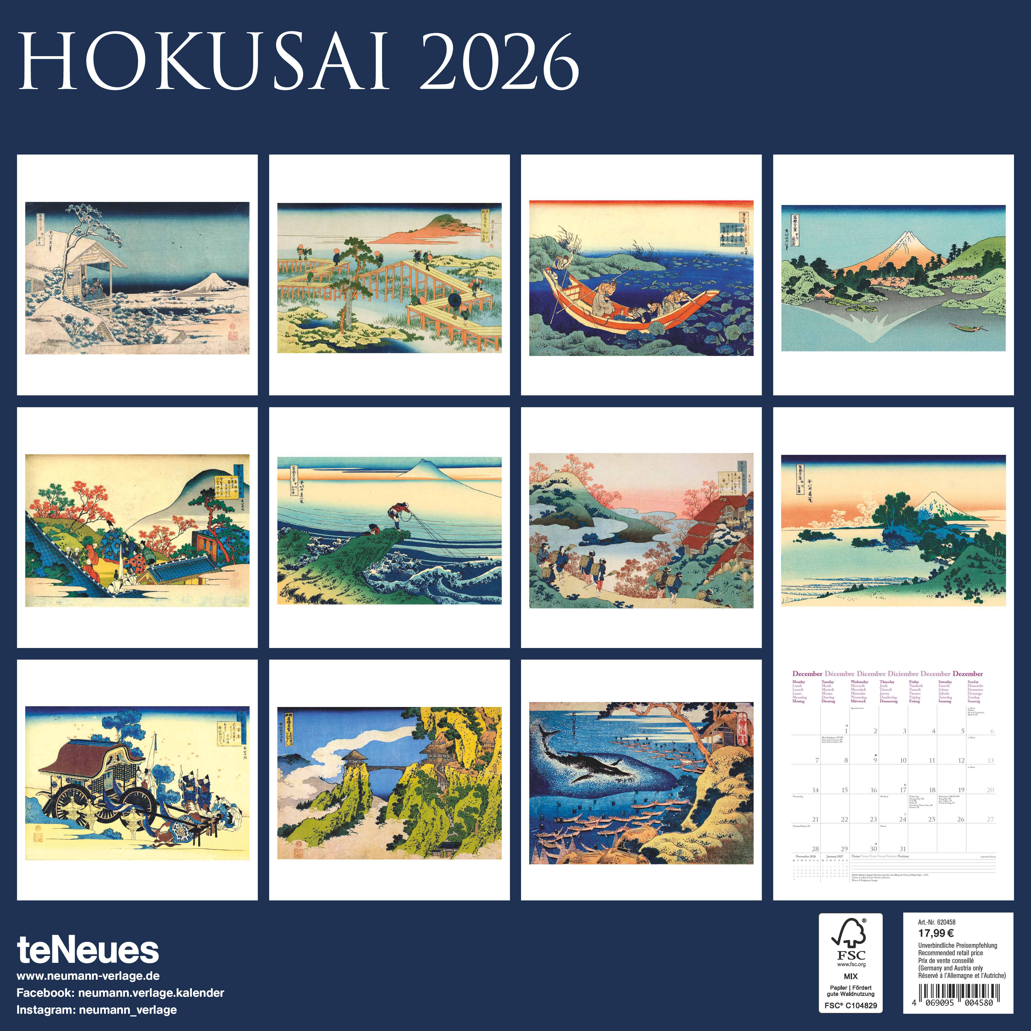 Kalender 2026 30x30 Hokusai