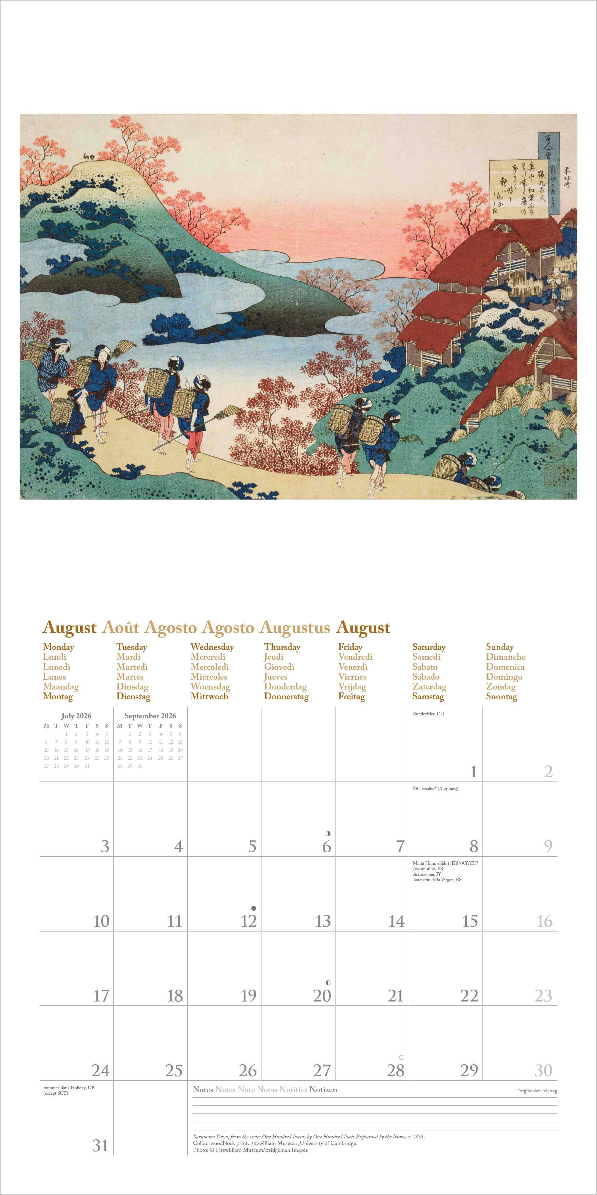 Kalender 2026 30x30 Hokusai