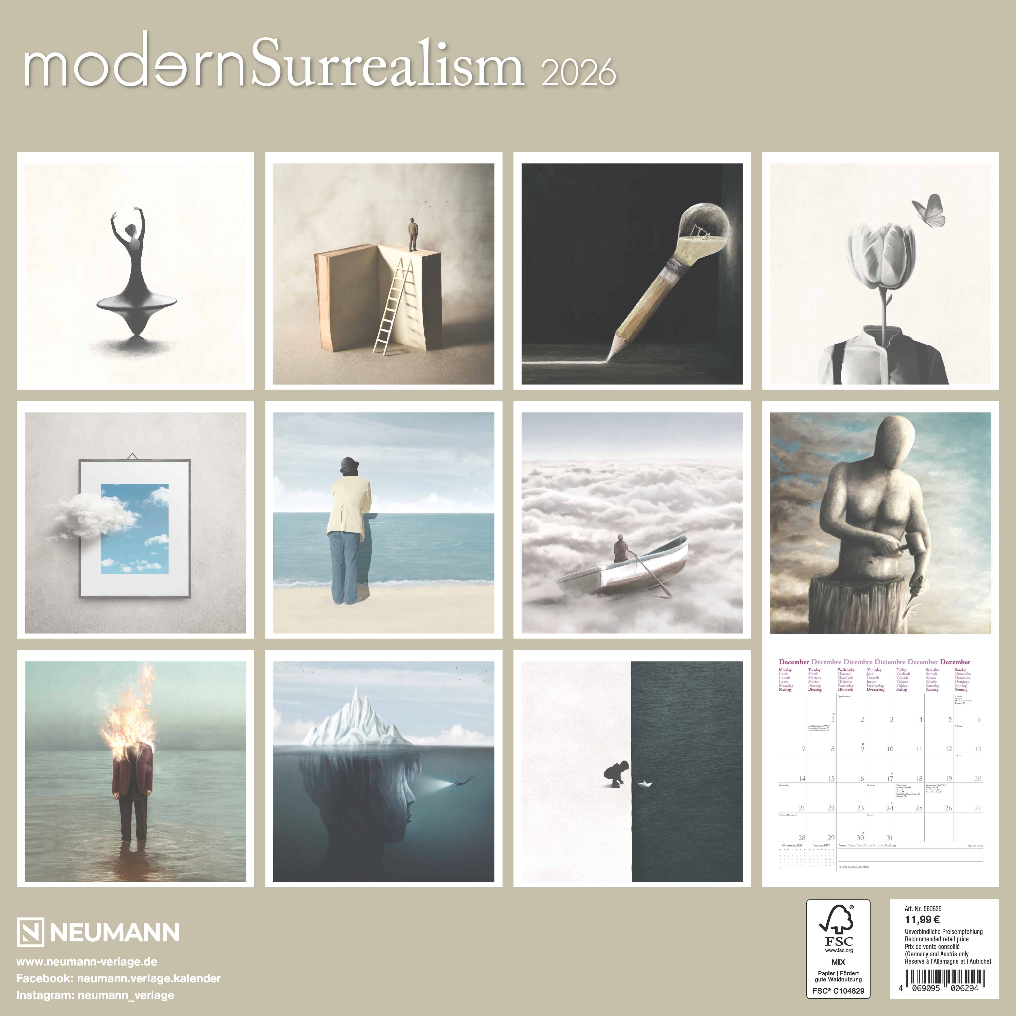 Kalender 2026 30x30 Modern Surrealism
