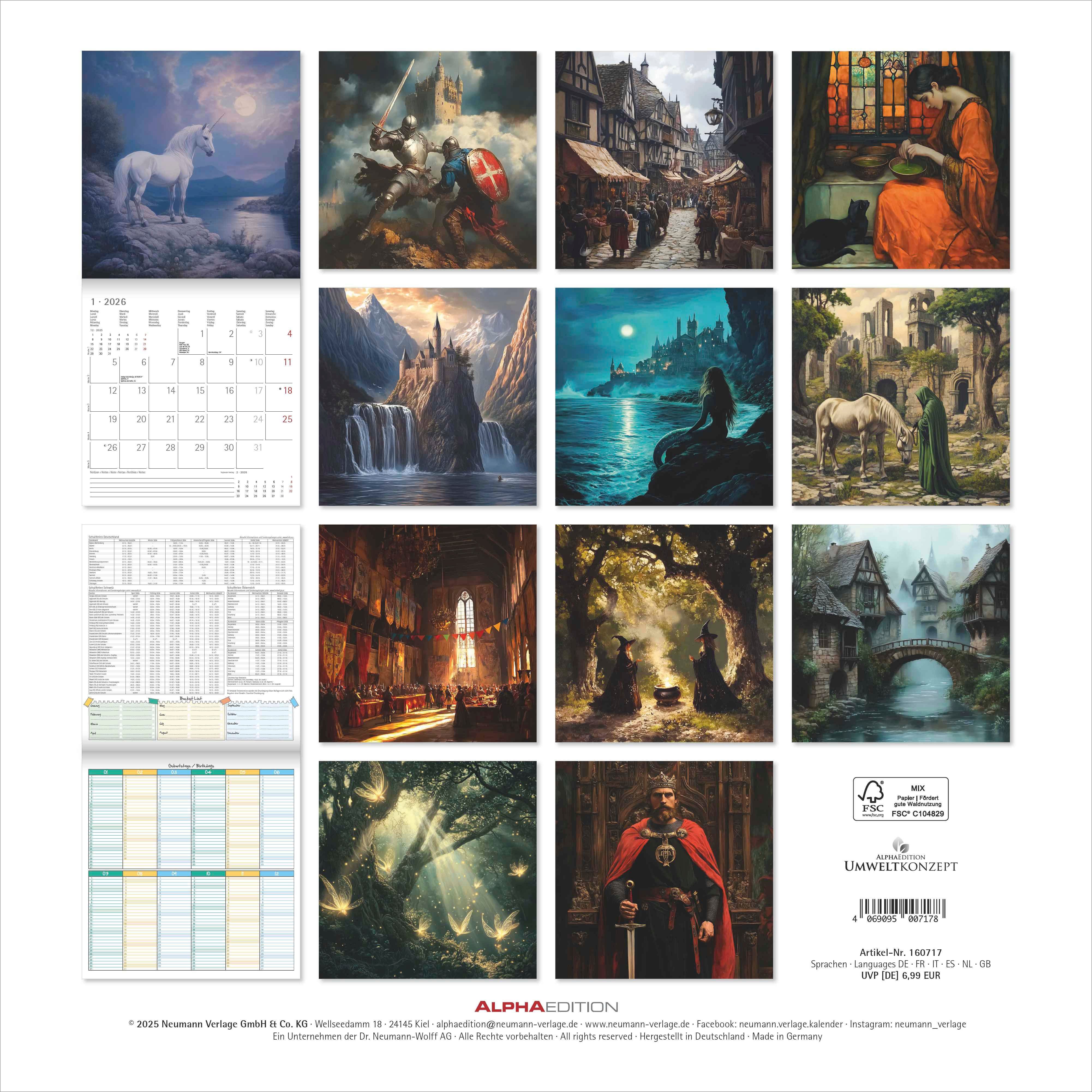 Kalender 2026 30x30 Medieval Fantasy