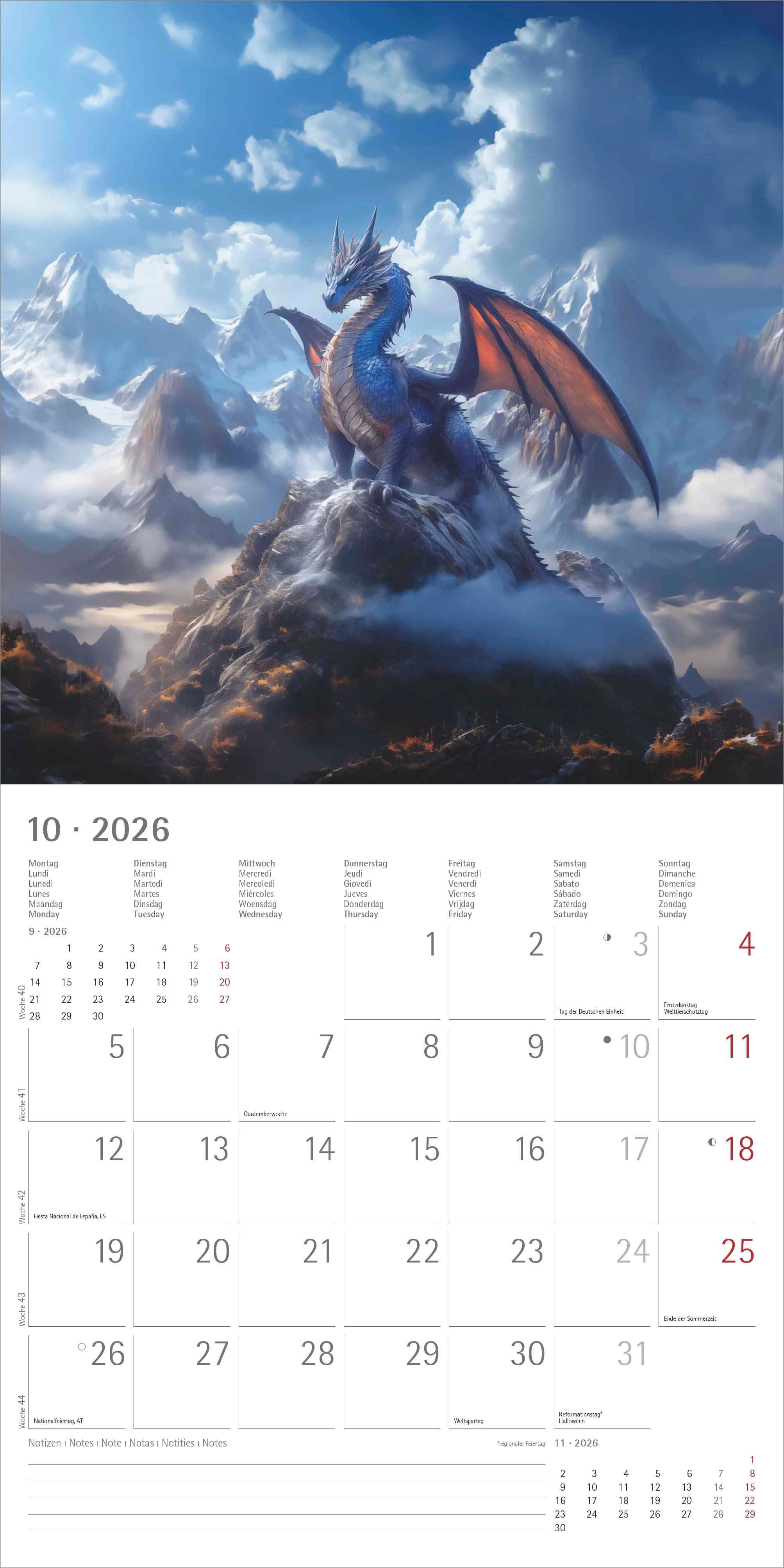 Kalender 2026 30x30 Dragons