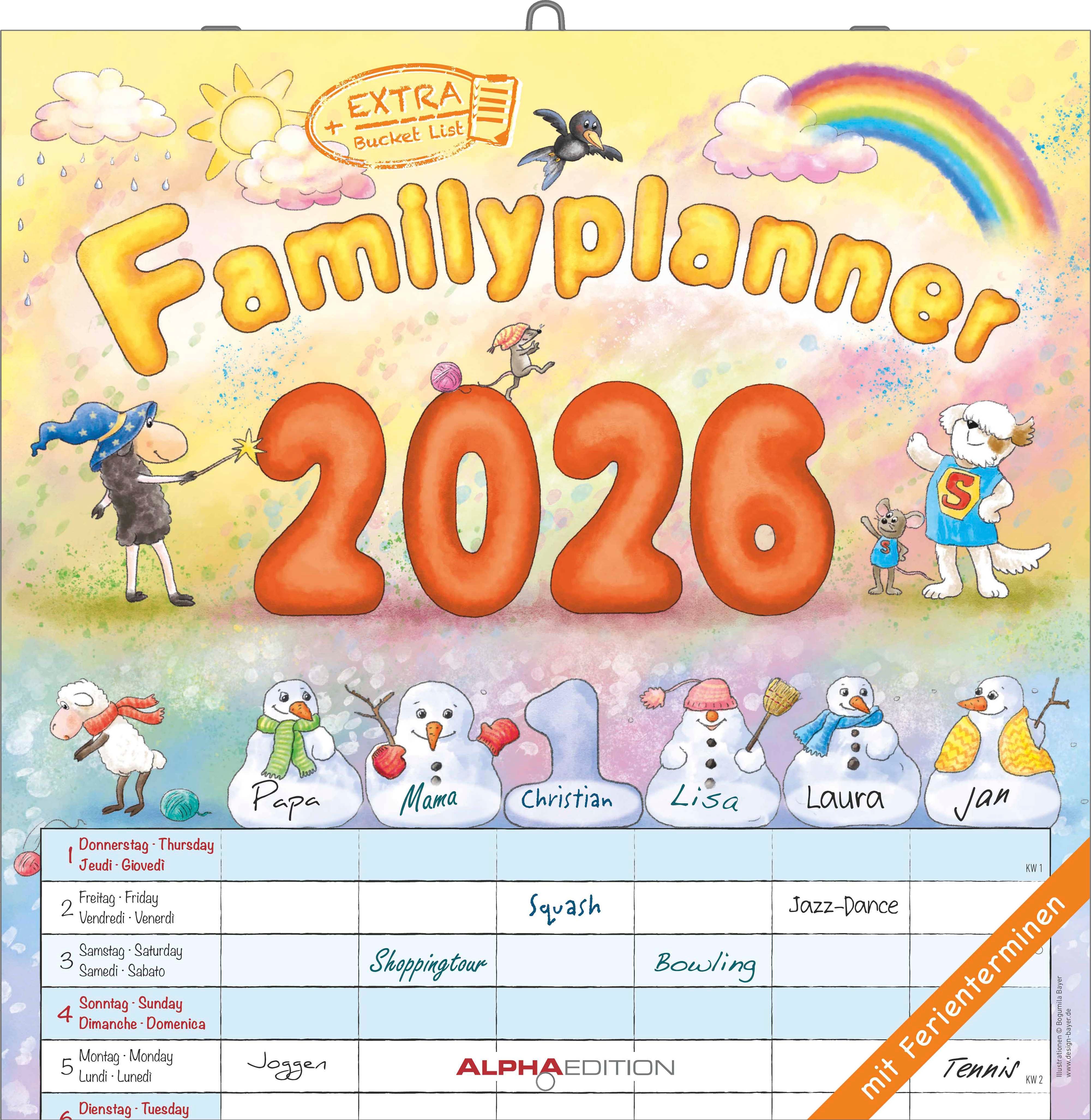 Kalender 2026 Familyplanner Cartoon