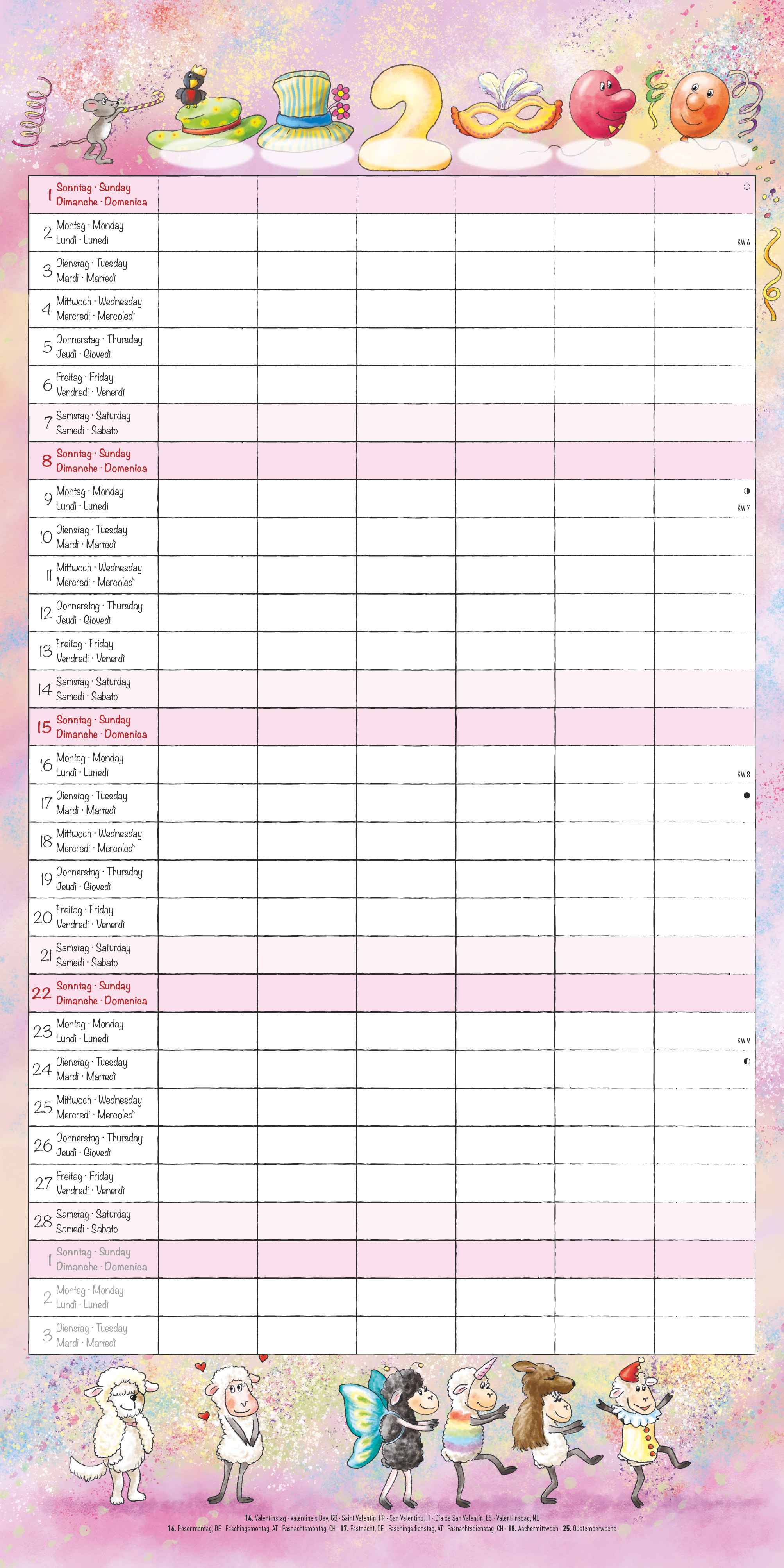 Kalender 2026 Familyplanner Cartoon