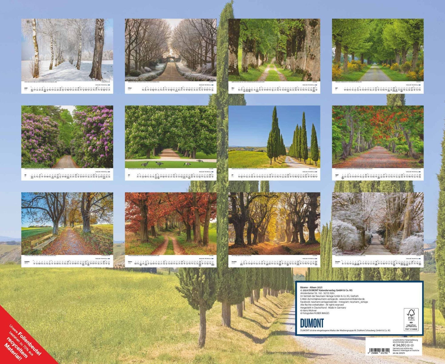 Kalender 2025 Tree Avenues 52x43cm