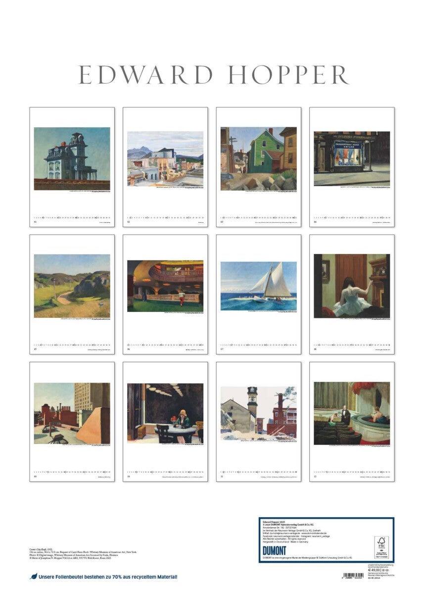 Kalender 2025 Edward Hopper 50x70cm