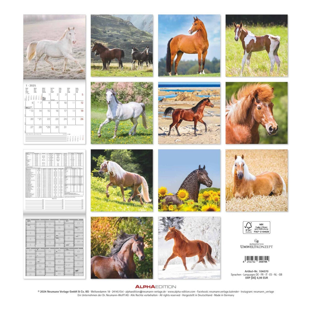 Kalender 2025 Horses 30x30cm