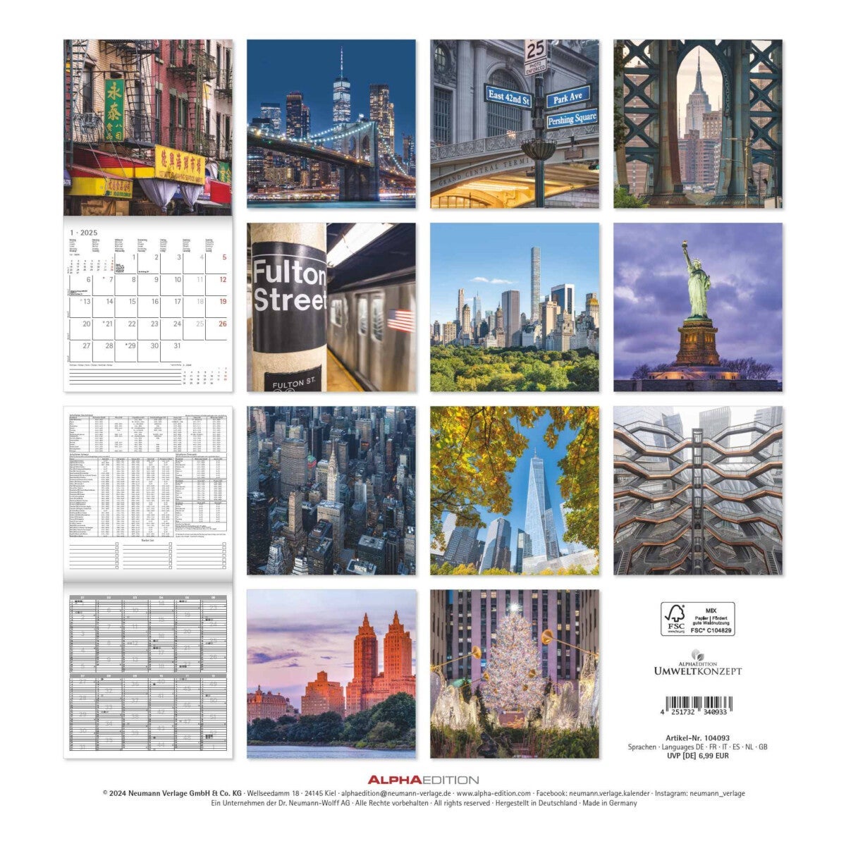 Kalender 2025 New York 30x30cm