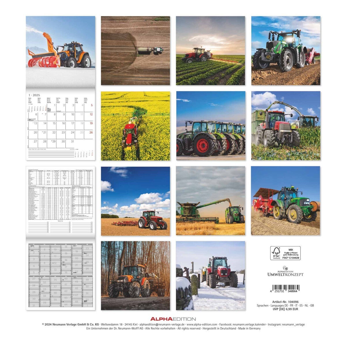Kalender 2025 Tractors 30x30cm